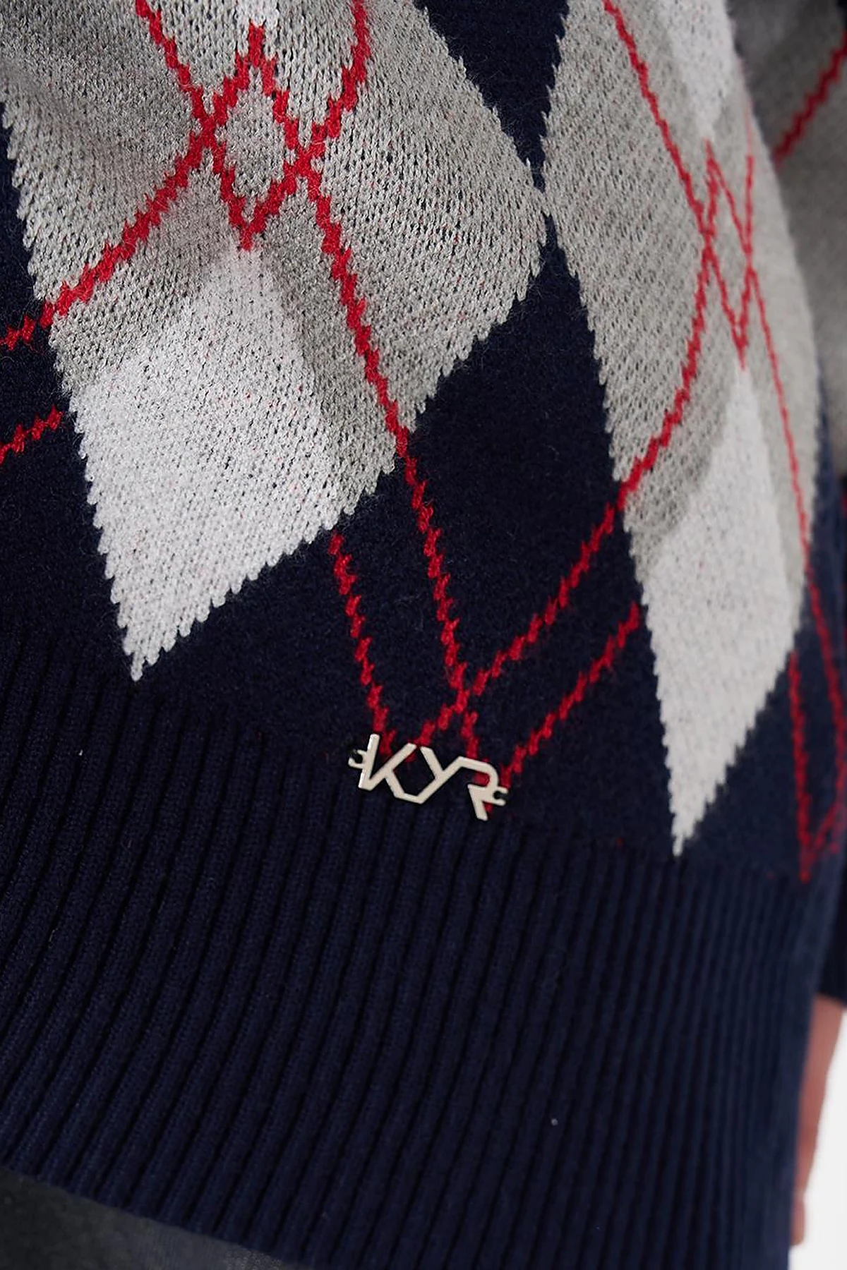 Diamond Pattern Knit Tunic Navy