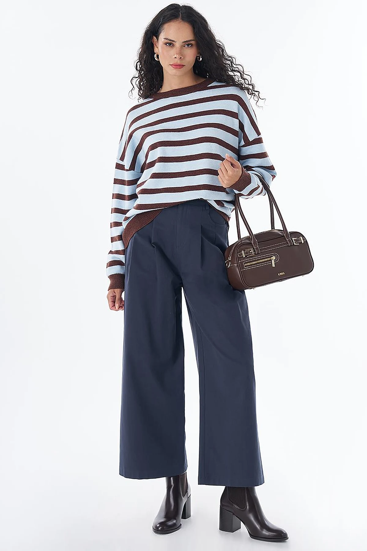 Drop-Shoulder Knit Tunic Blue