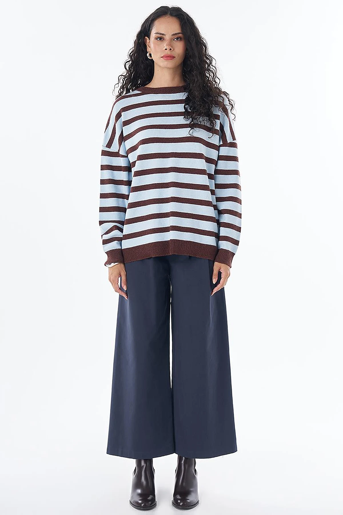 Drop-Shoulder Knit Tunic Blue