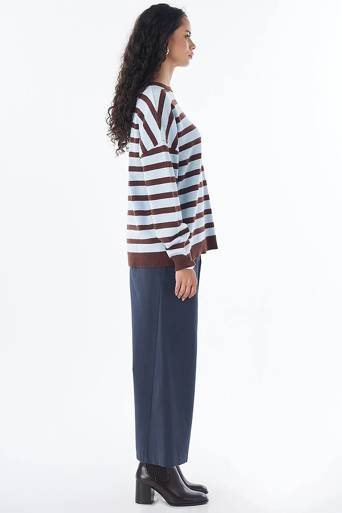 Drop-Shoulder Knit Tunic Blue