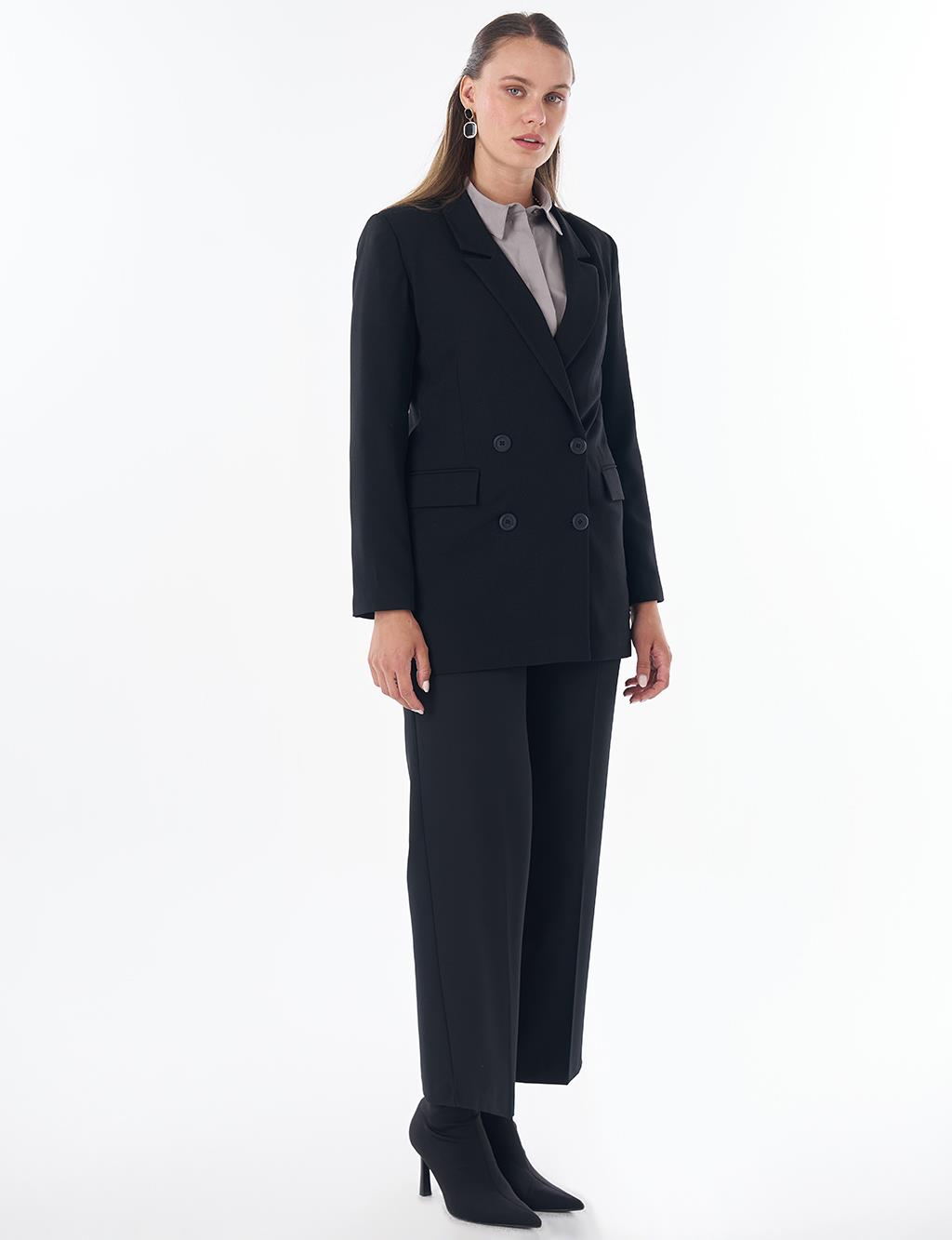 Cover Pocket Crepe Blazer Jacket Black