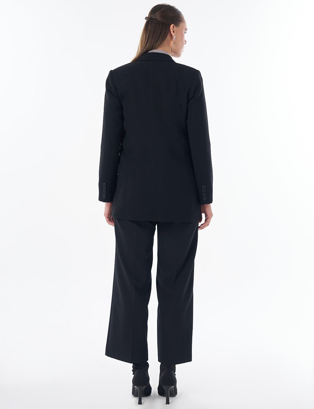 Cover Pocket Crepe Blazer Jacket Black