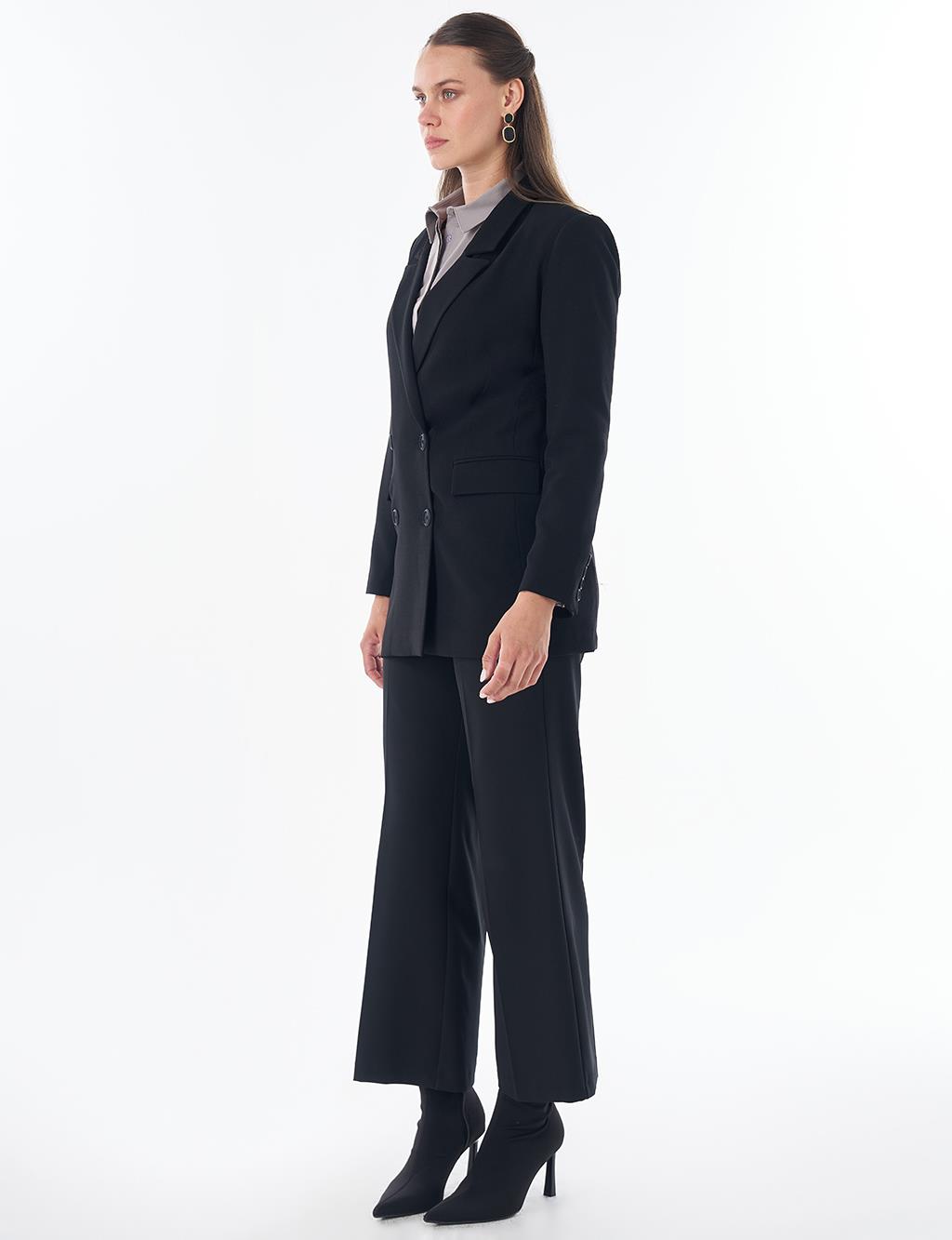Cover Pocket Crepe Blazer Jacket Black