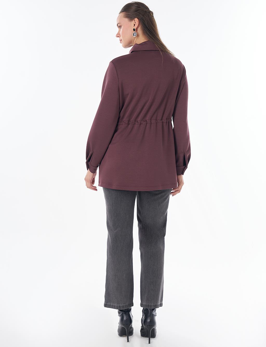 Dik Yaka Rayon Sweatshirt Kakao Tozu 