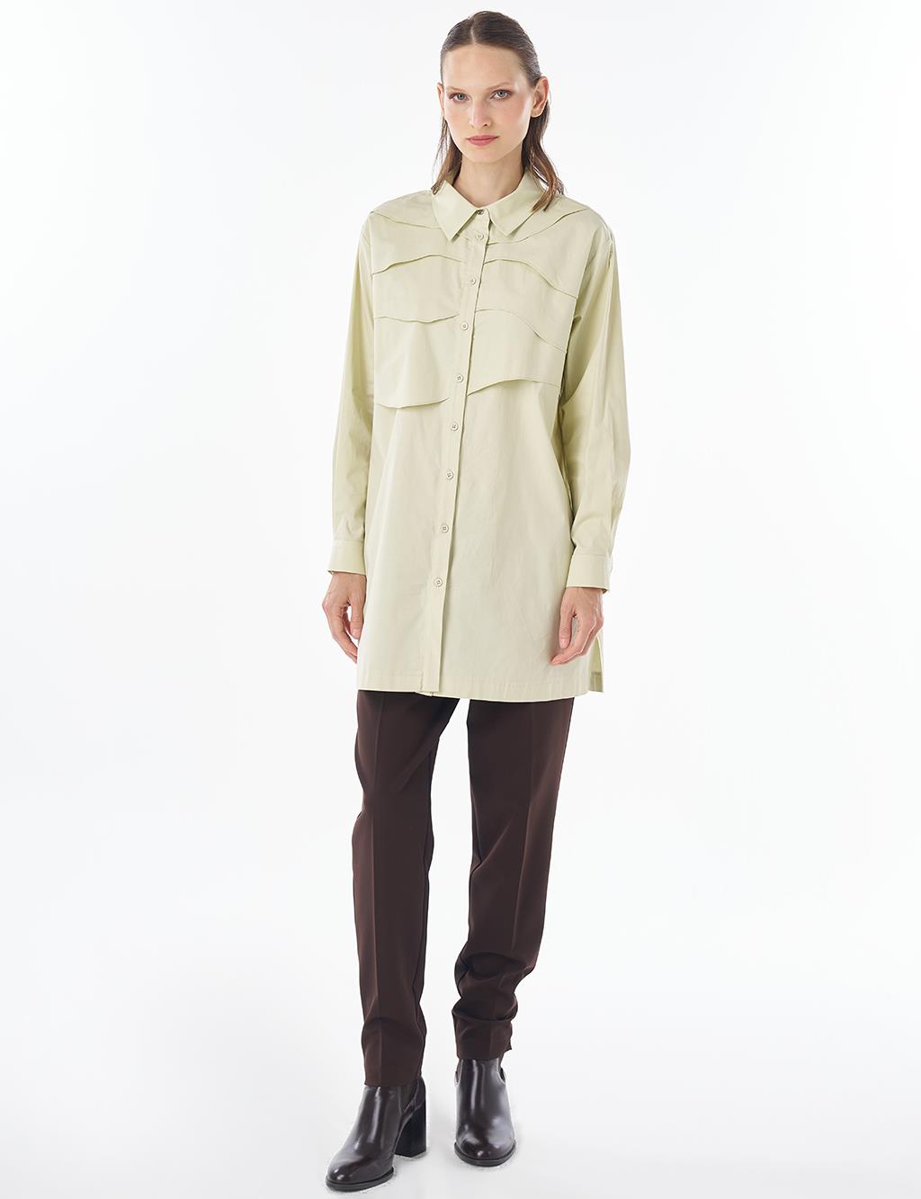 Layered Cotton Blouse Light Lime