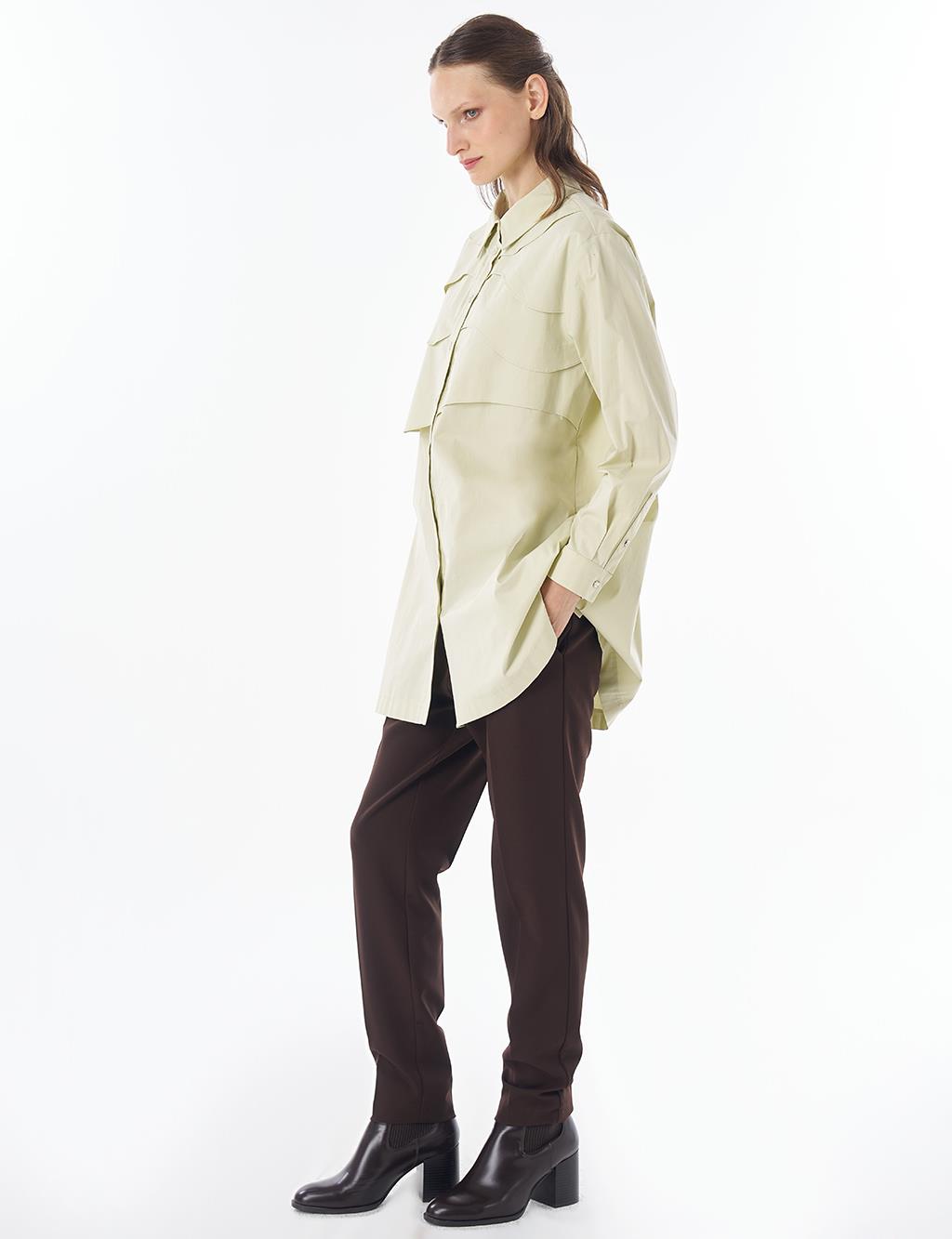 Layered Cotton Blouse Light Lime