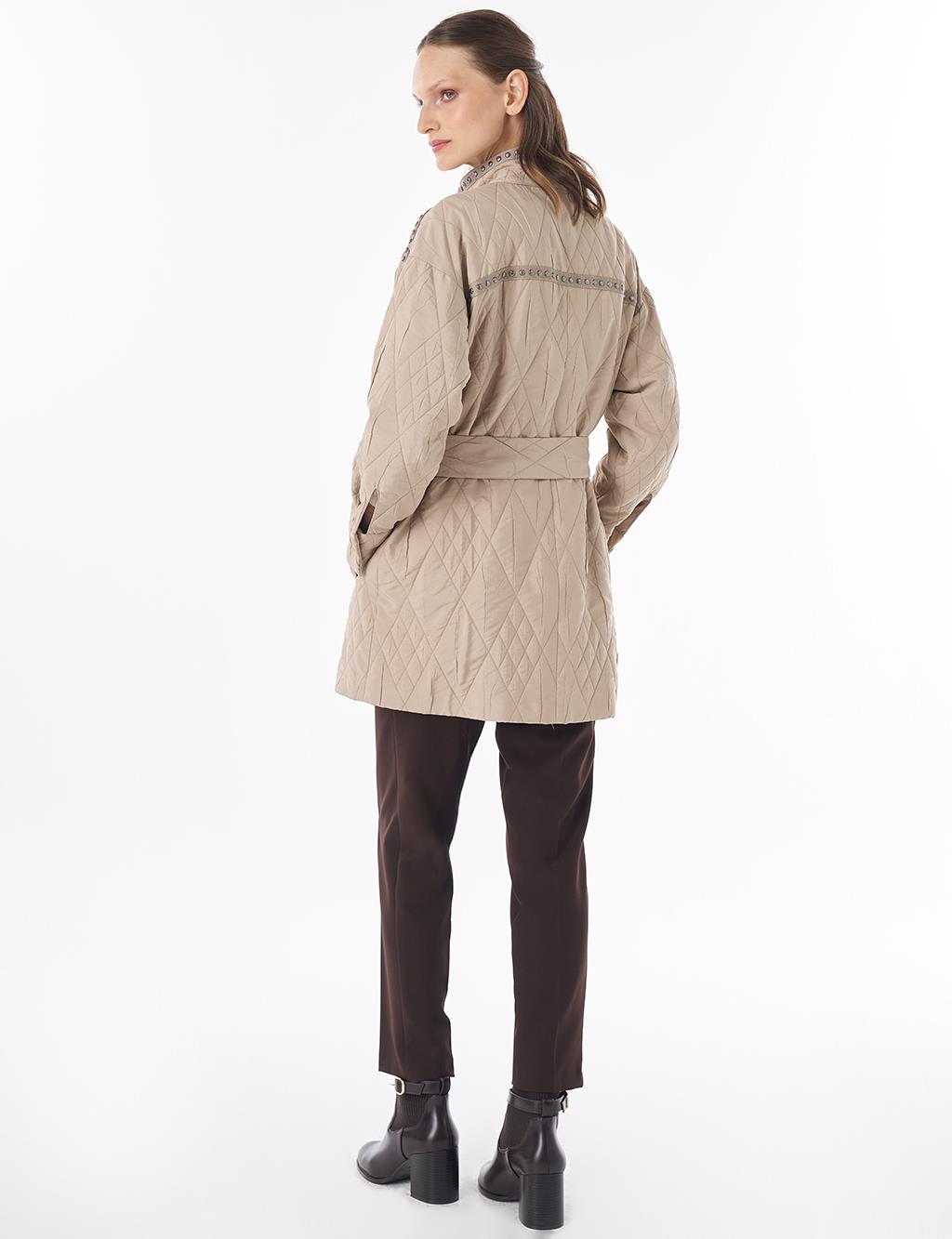 Croc-Embossed Quilted Jacket Mink