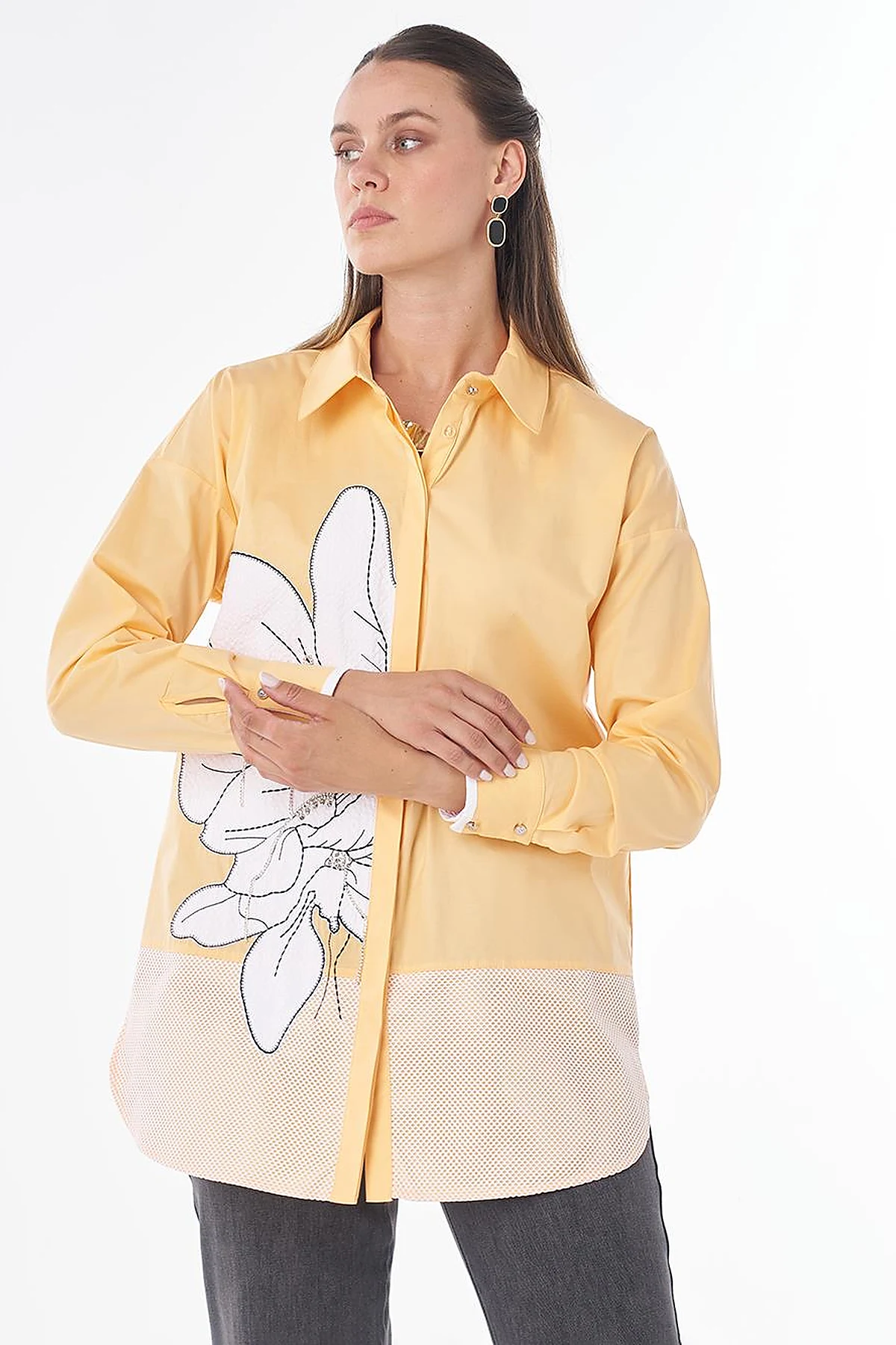 Mesh Trim Cotton Tunic – Melon