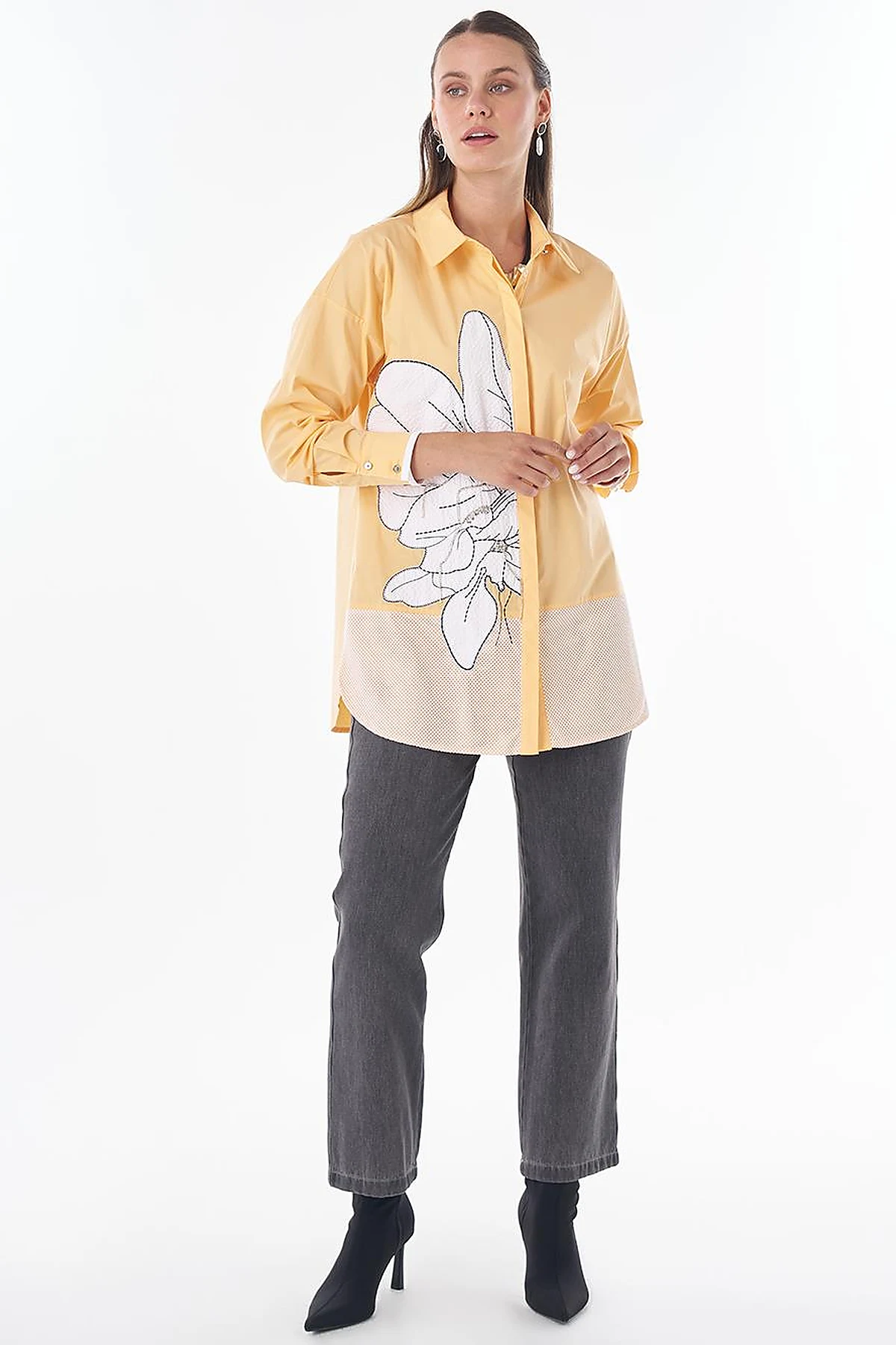 Mesh Trim Cotton Tunic – Melon