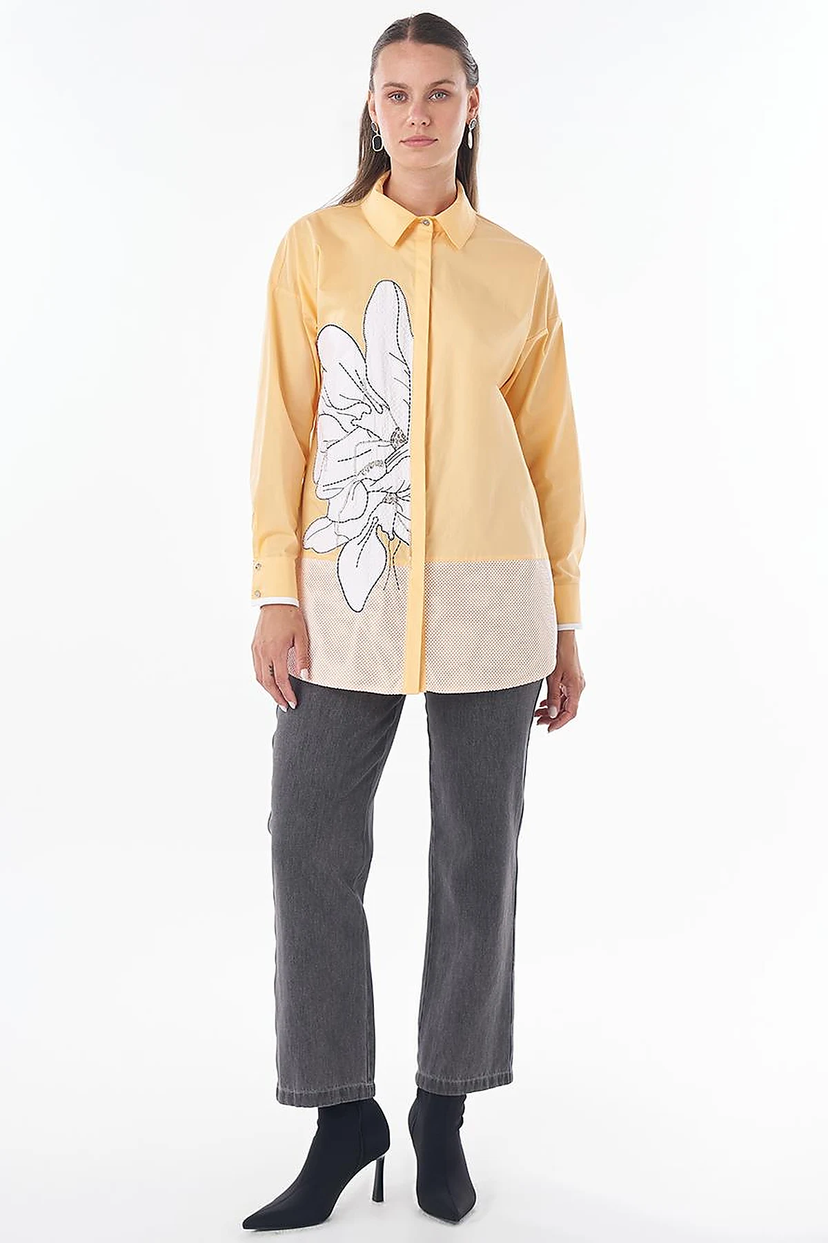 Mesh Trim Cotton Tunic – Melon