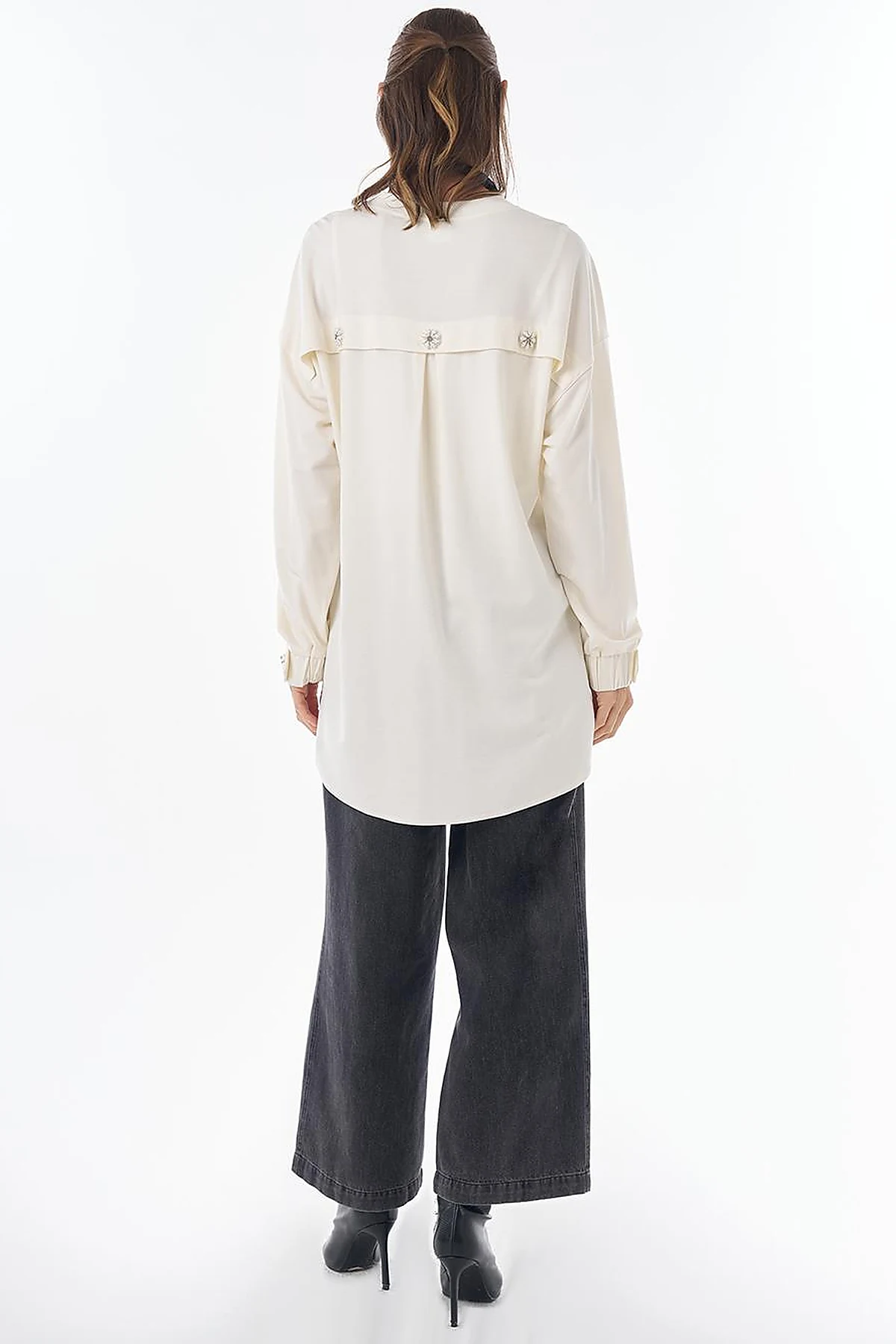 Embroidered Rayon Sweatshirt Ecru