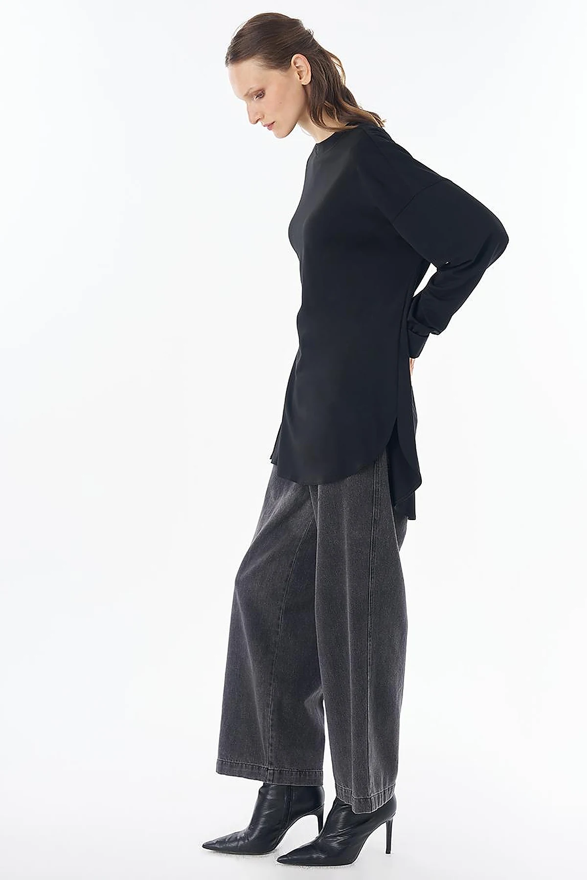 Embroidered Rayon Sweatshirt Black
