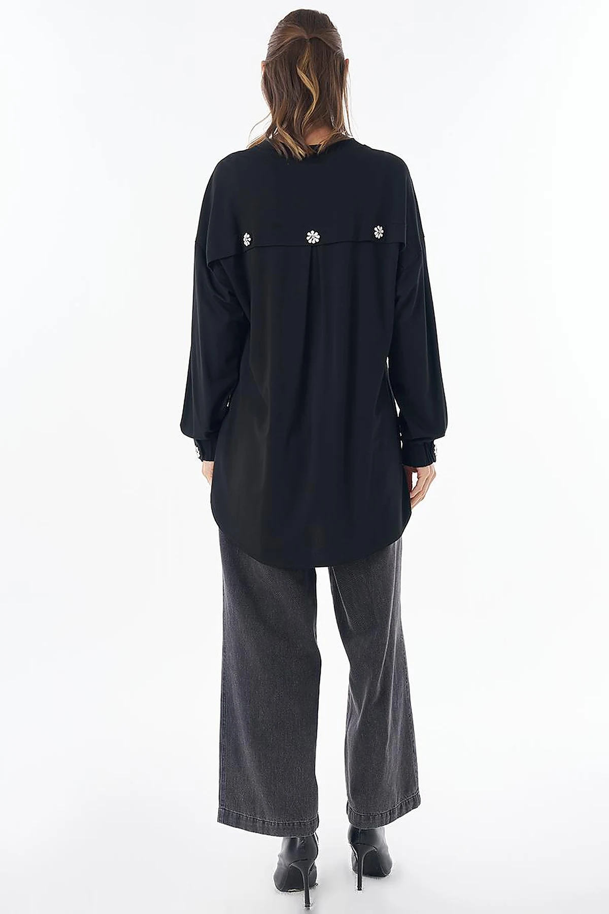 Embroidered Rayon Sweatshirt Black