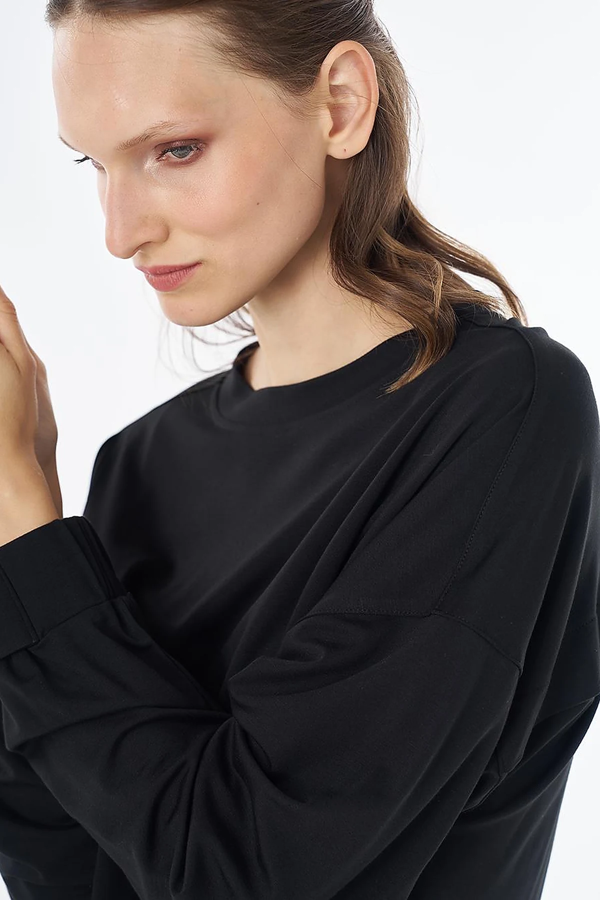 Embroidered Rayon Sweatshirt Black