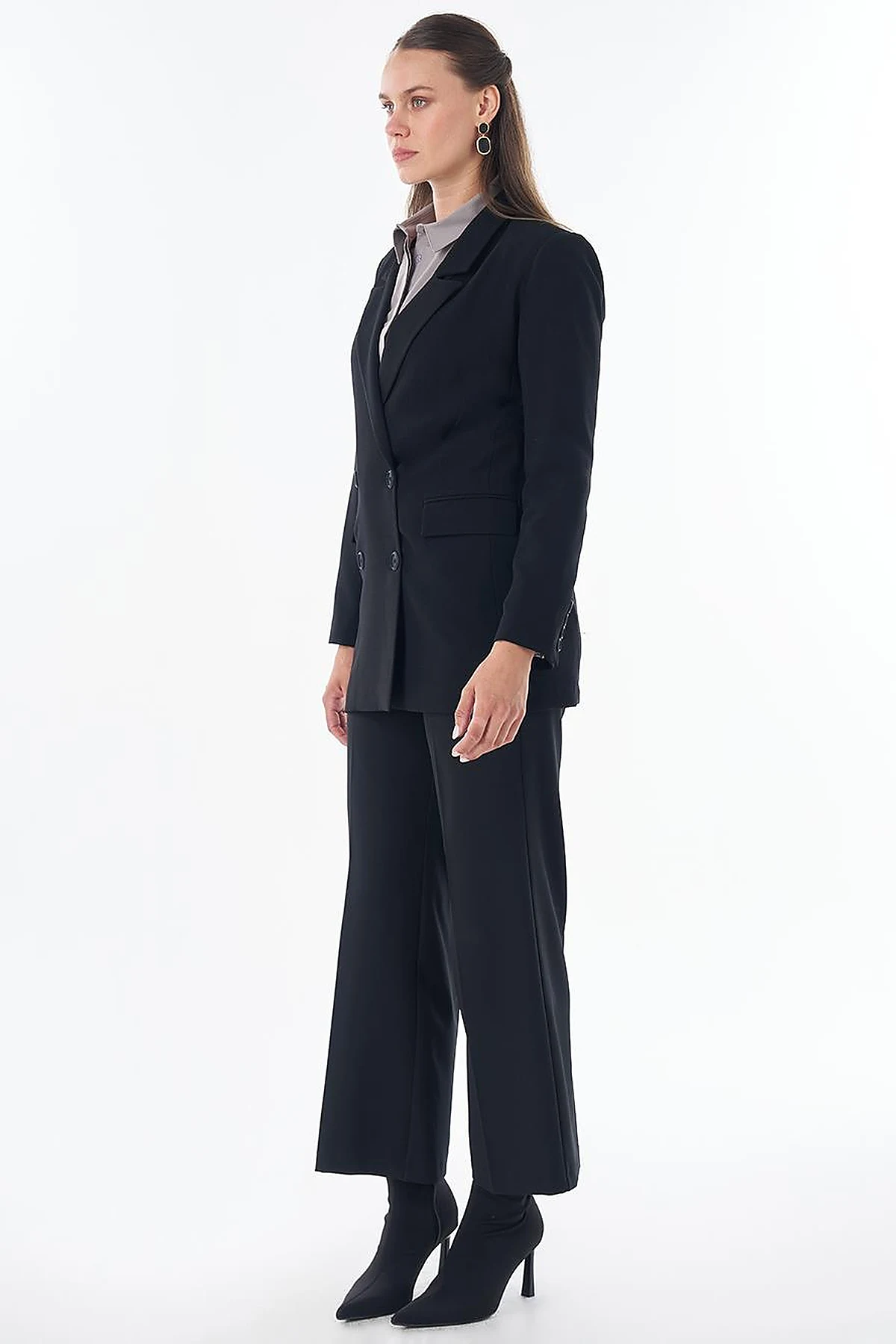 Cover Pocket Crepe Blazer Jacket Black