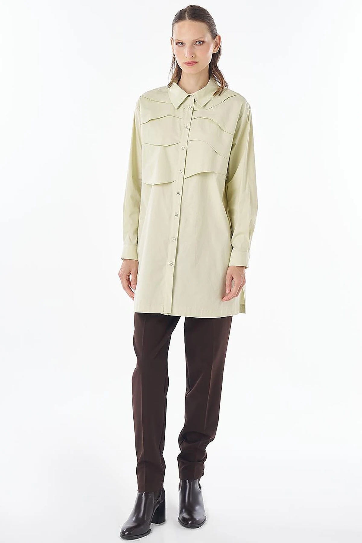 Layered Cotton Blouse Light Lime