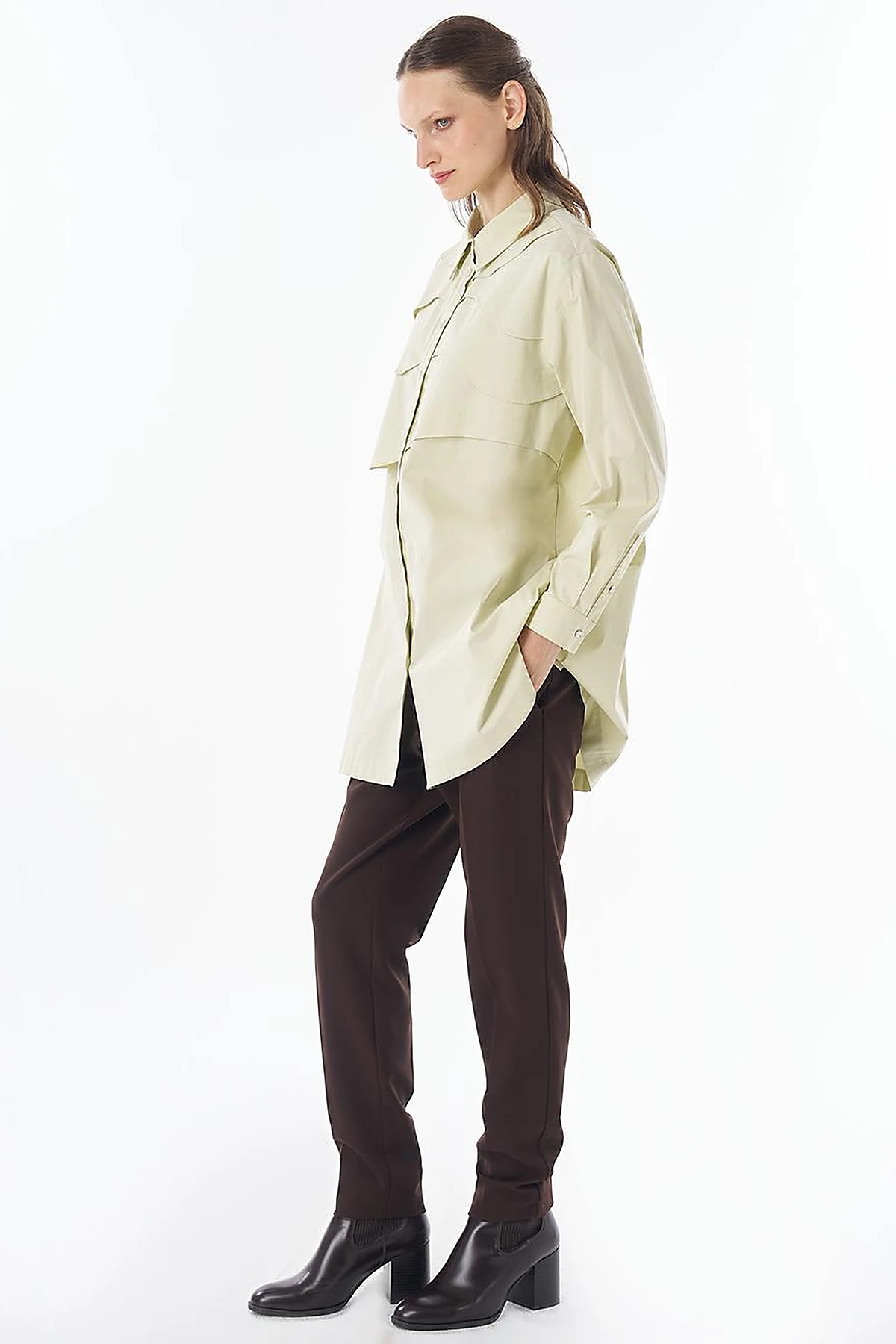 Layered Cotton Blouse Light Lime