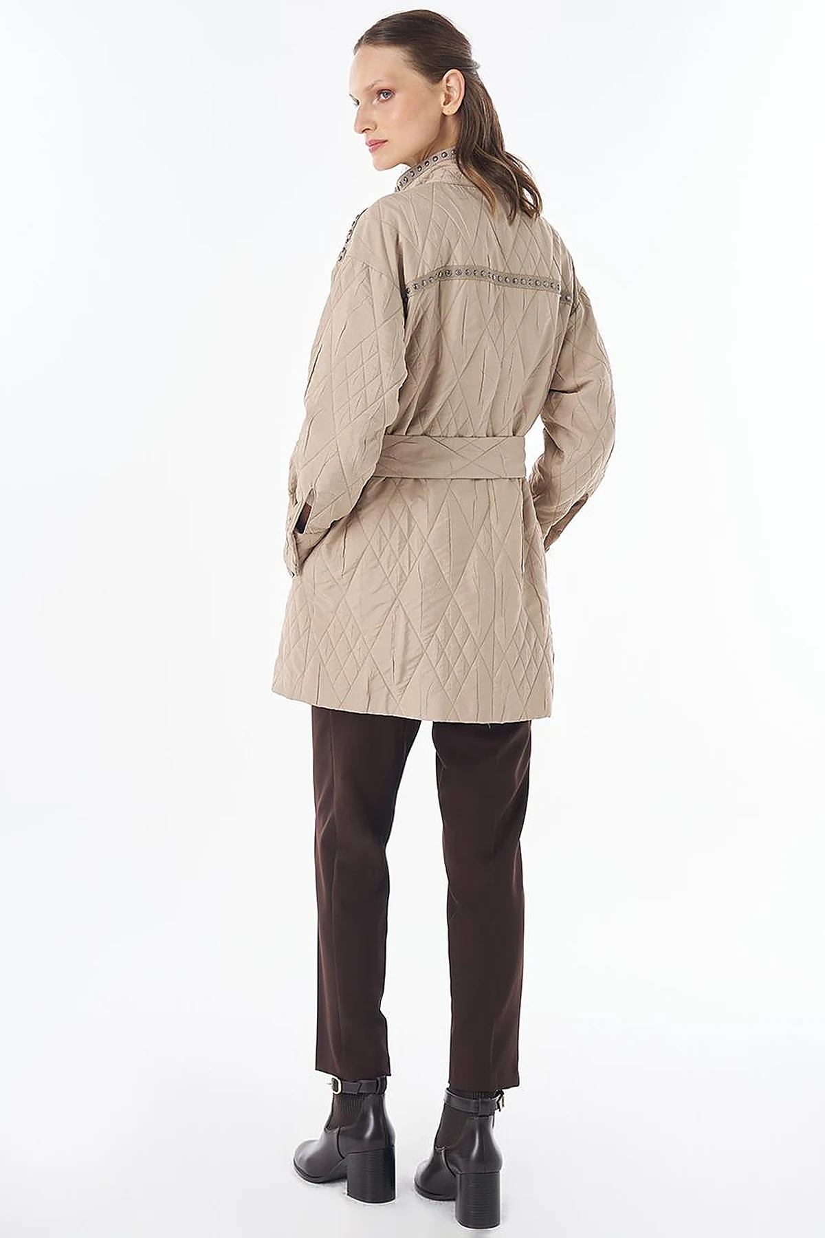 Croc-Embossed Quilted Jacket Mink