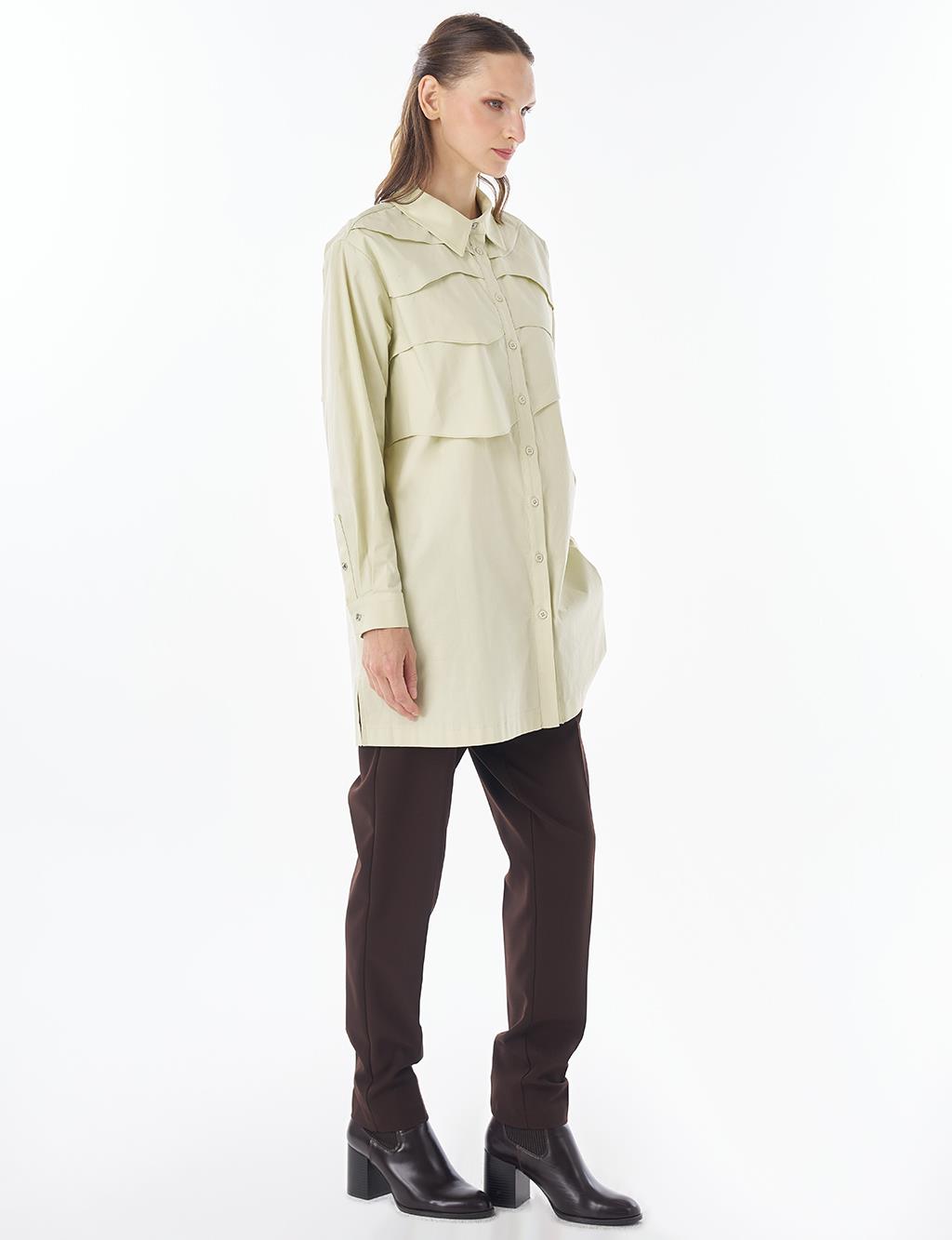 Layered Cotton Blouse Light Lime