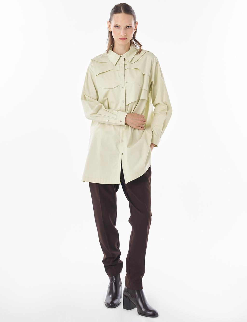 Layered Cotton Blouse Light Lime