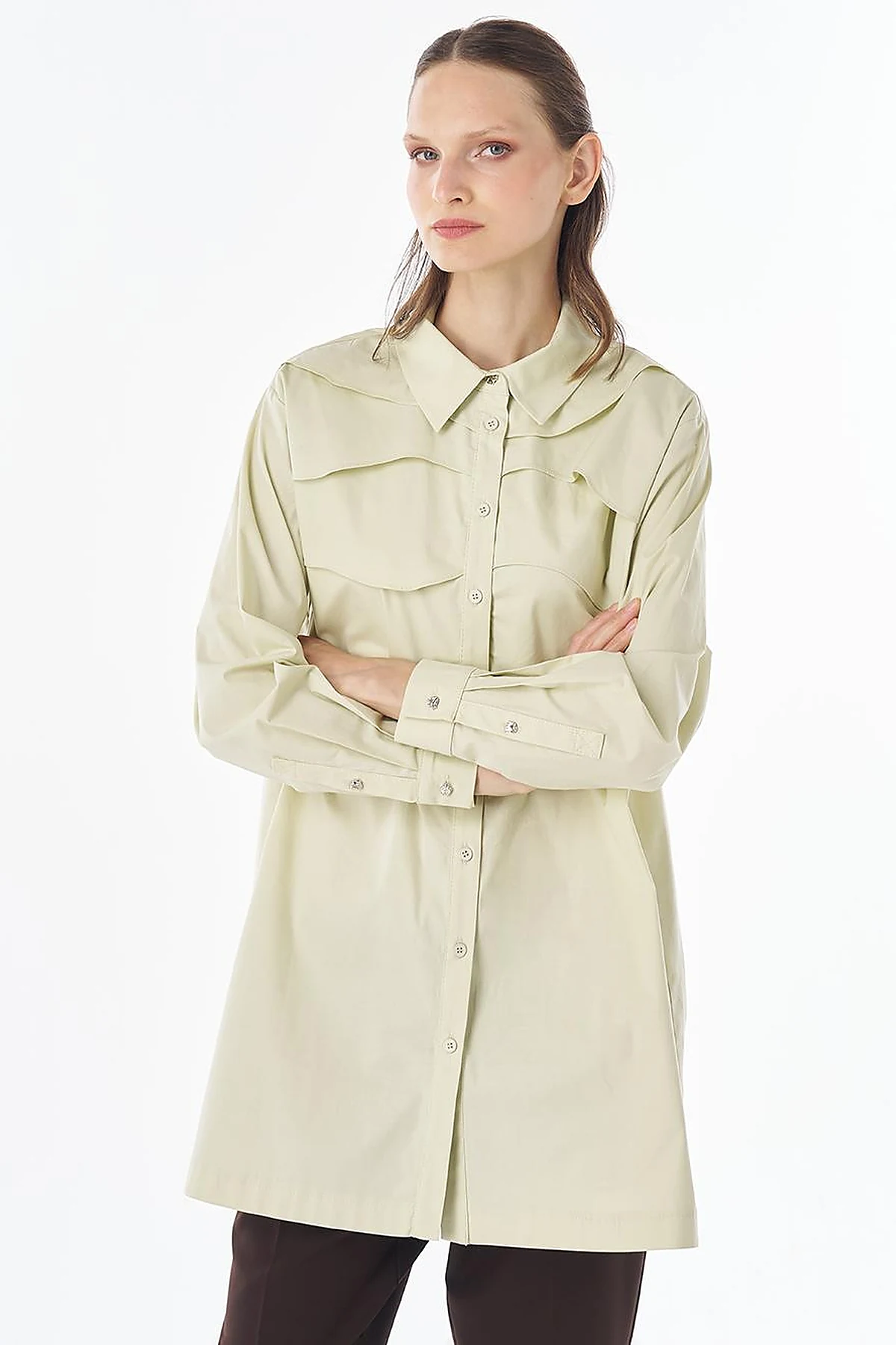 Layered Cotton Blouse Light Lime