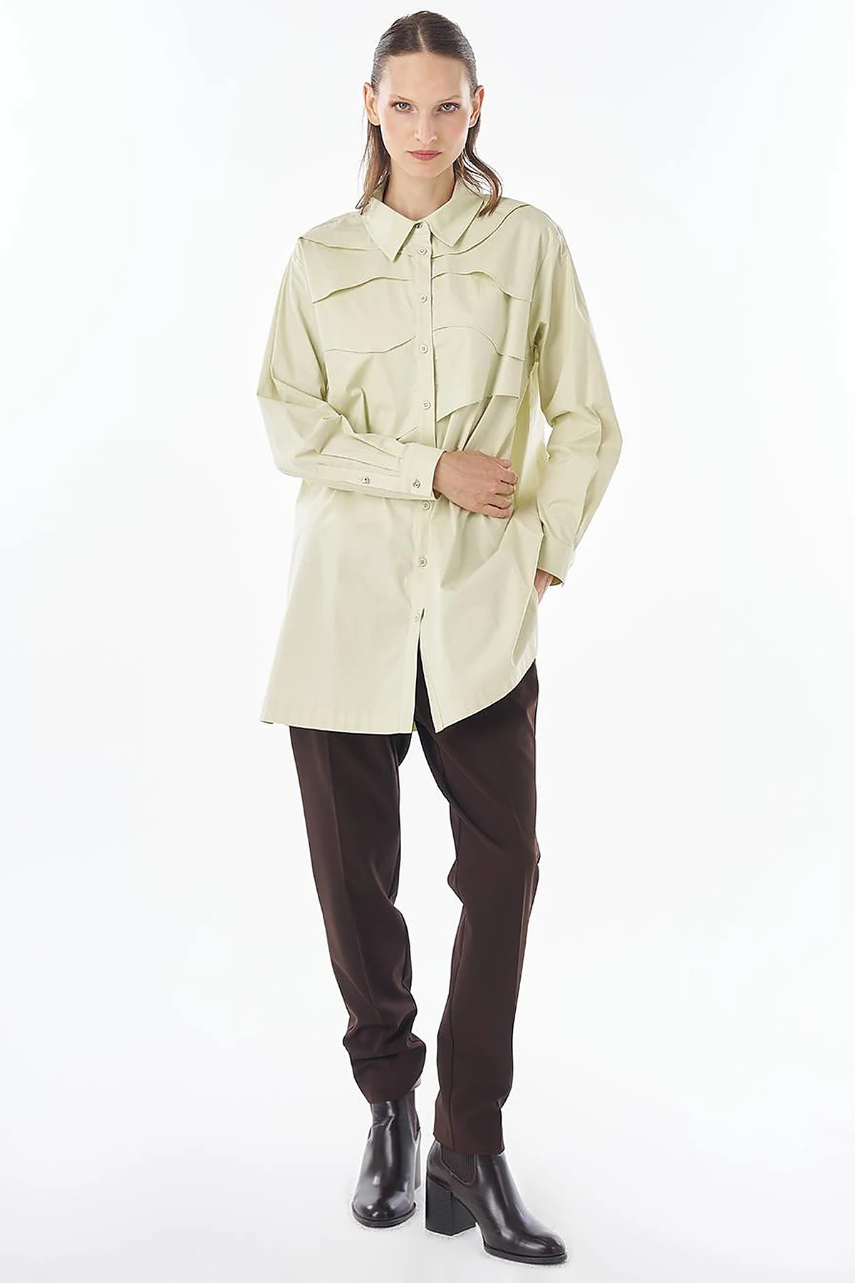 Layered Cotton Blouse Light Lime