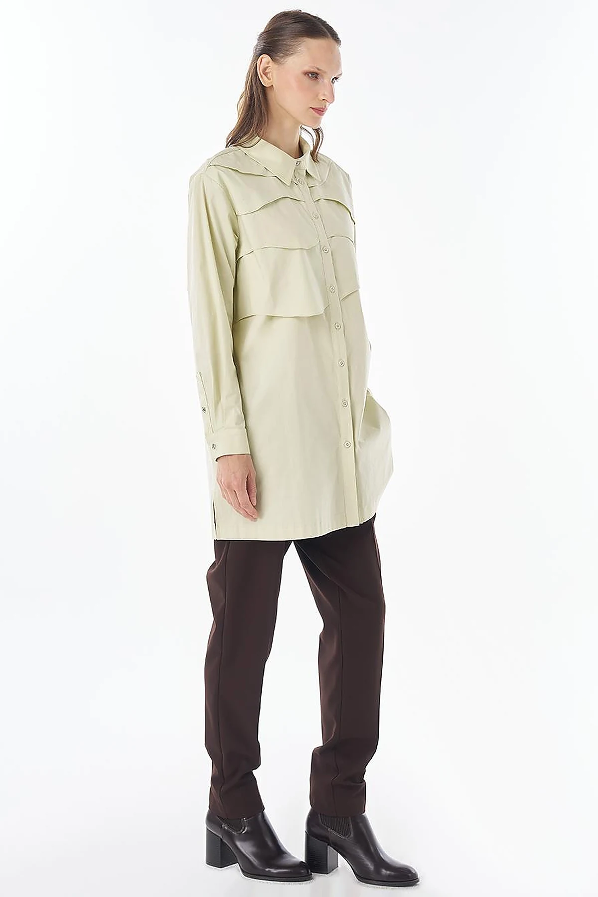 Layered Cotton Blouse Light Lime