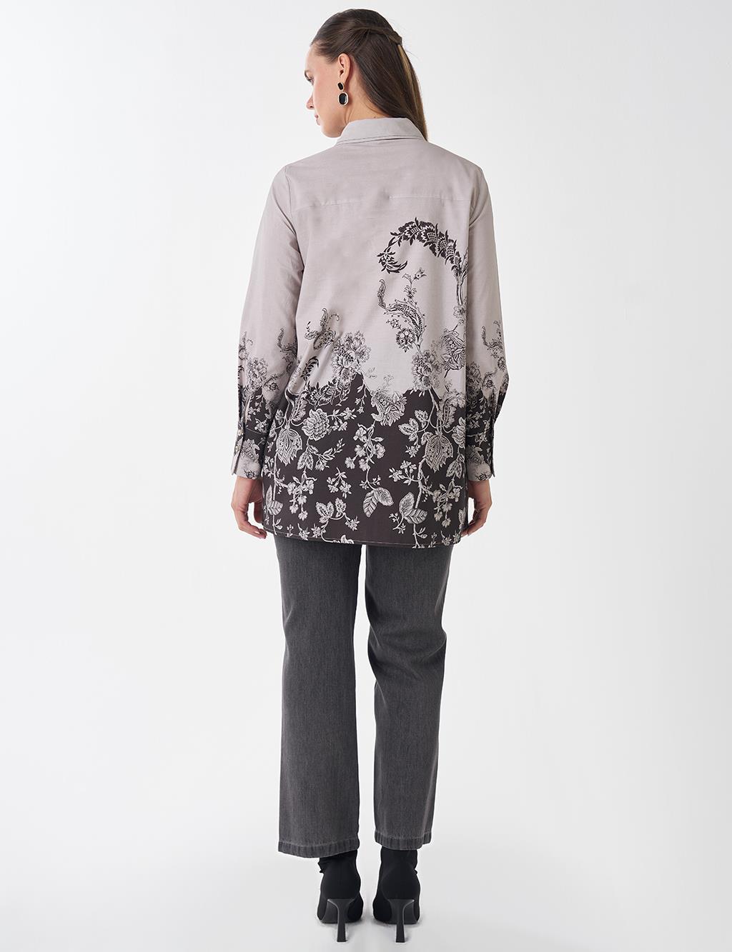 Floral Print Tunic Dark Brown