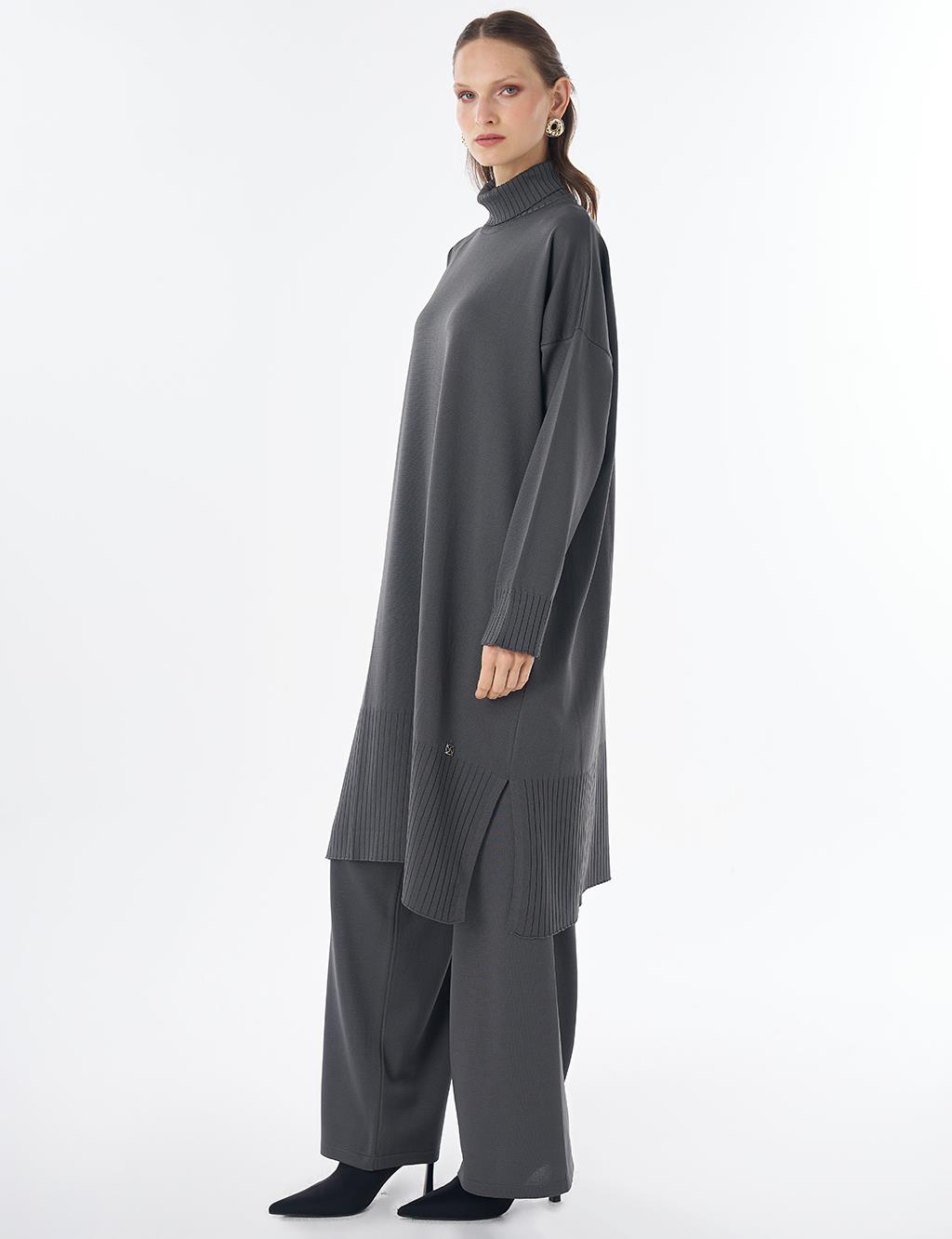Turtleneck Knit Set Grey