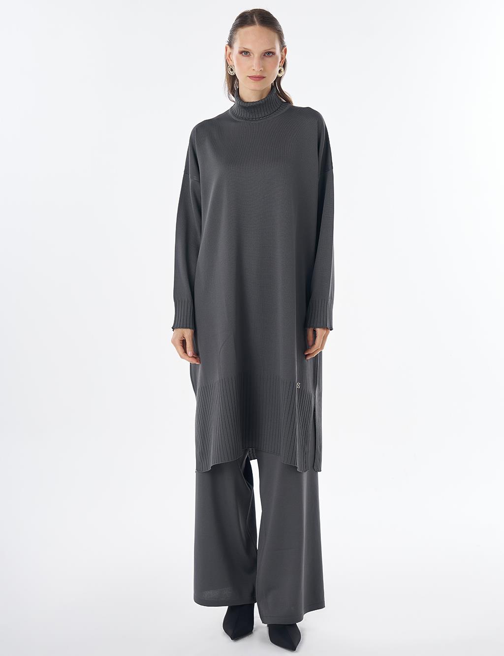 Turtleneck Knit Set Grey