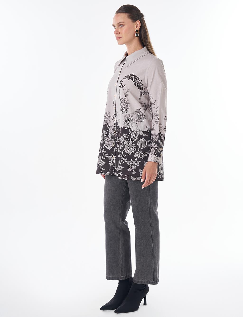 Floral Print Tunic Dark Brown