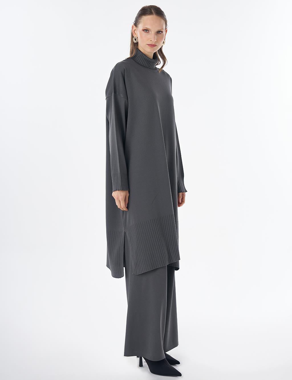 Turtleneck Knit Set Grey