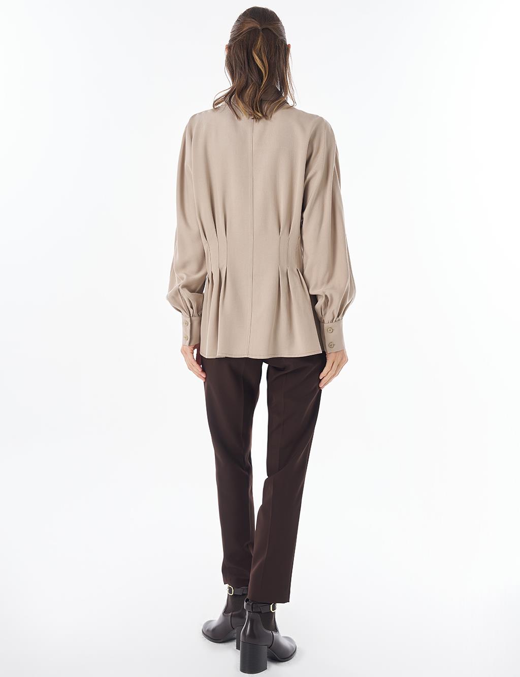 100% Lyocell Pleat Detail Tunic Mink