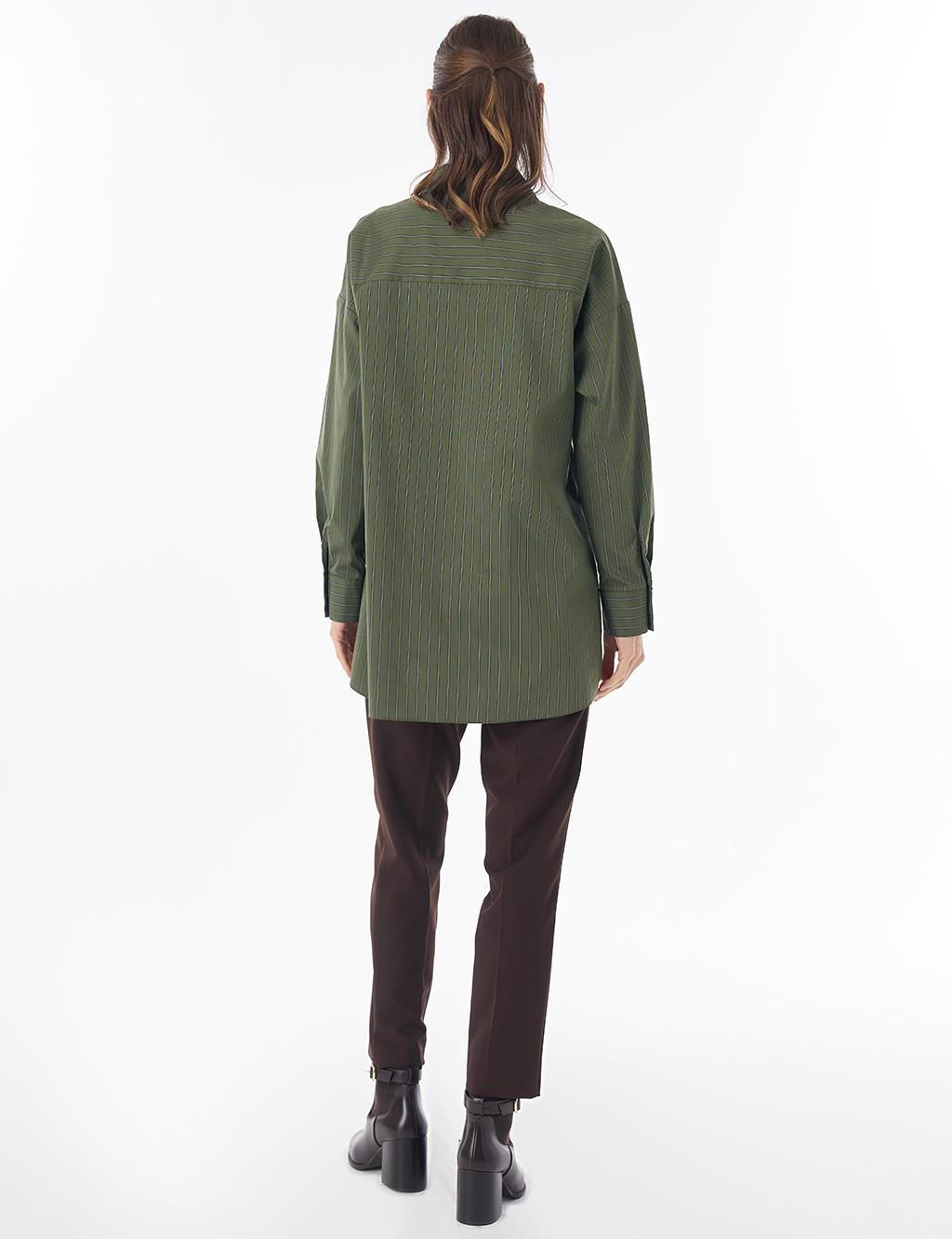 Stone Detail Cotton Tunic Forest Green