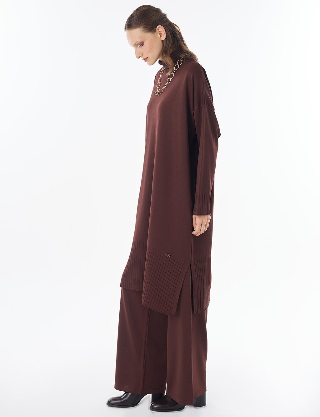 Turtleneck Knit Set Brown