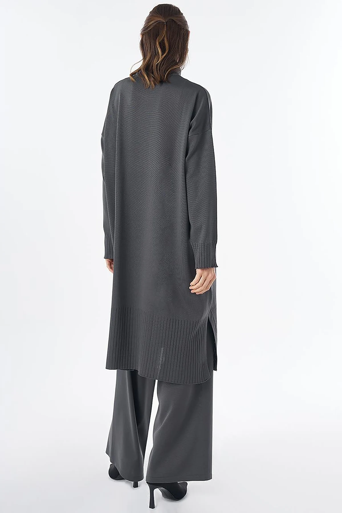 Turtleneck Knit Set Grey