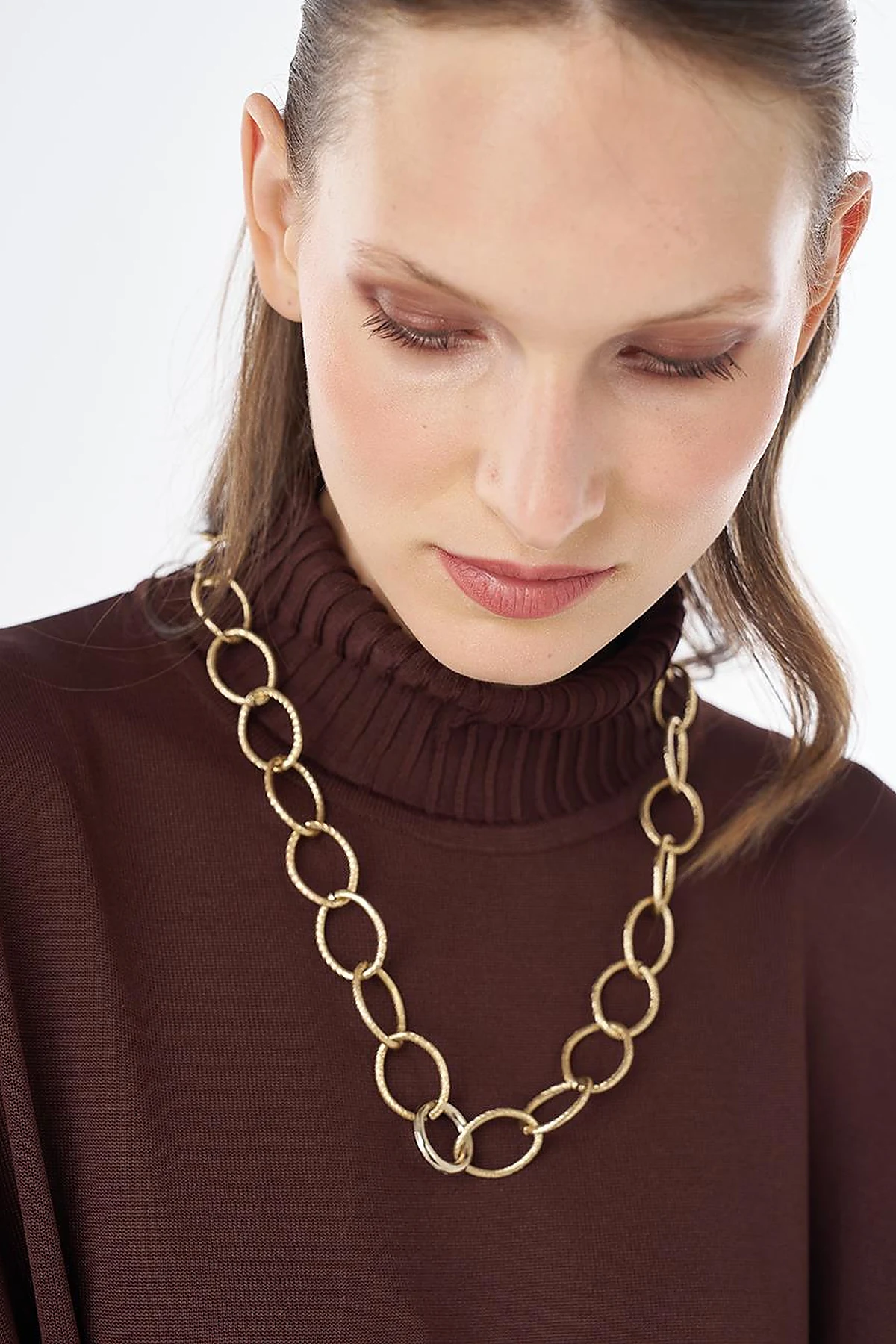 Turtleneck Knit Set Brown