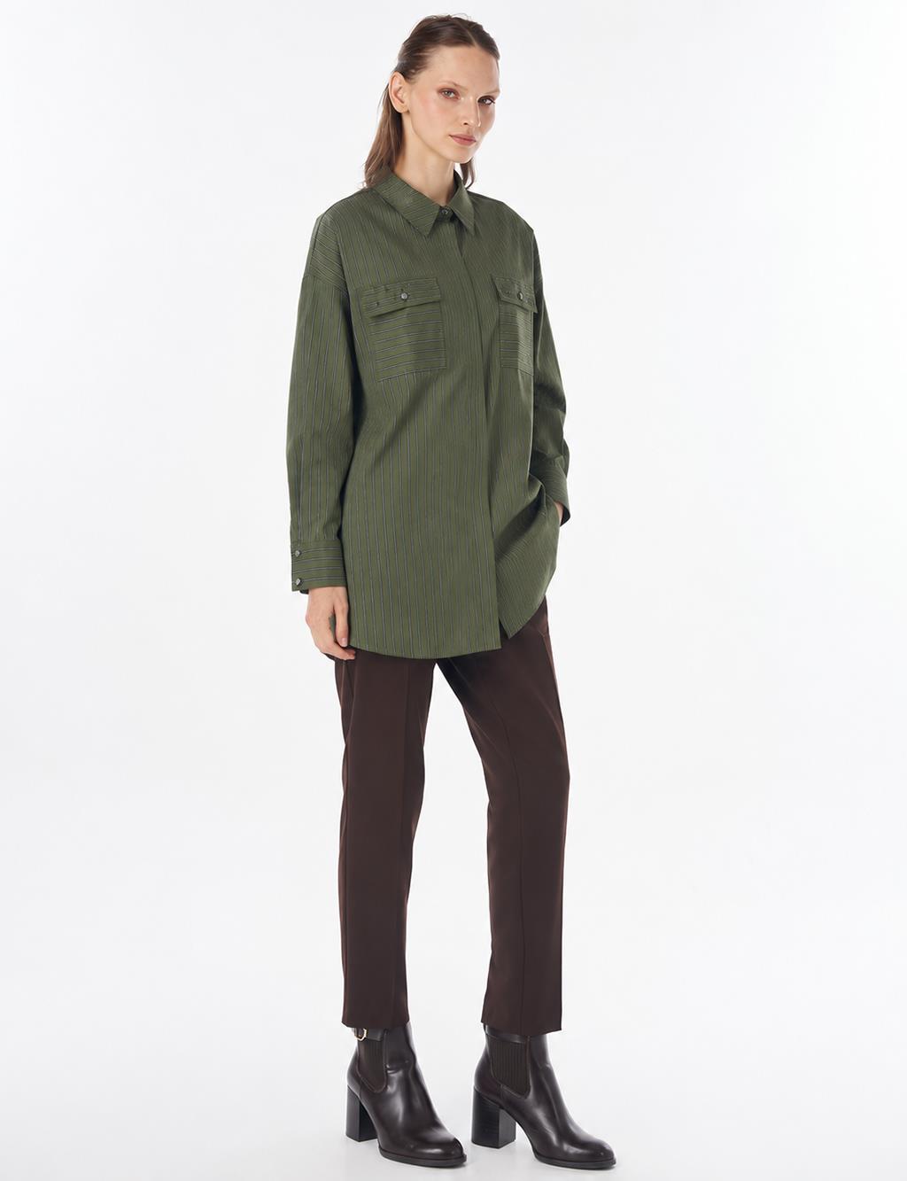 Stone Detail Cotton Tunic Forest Green