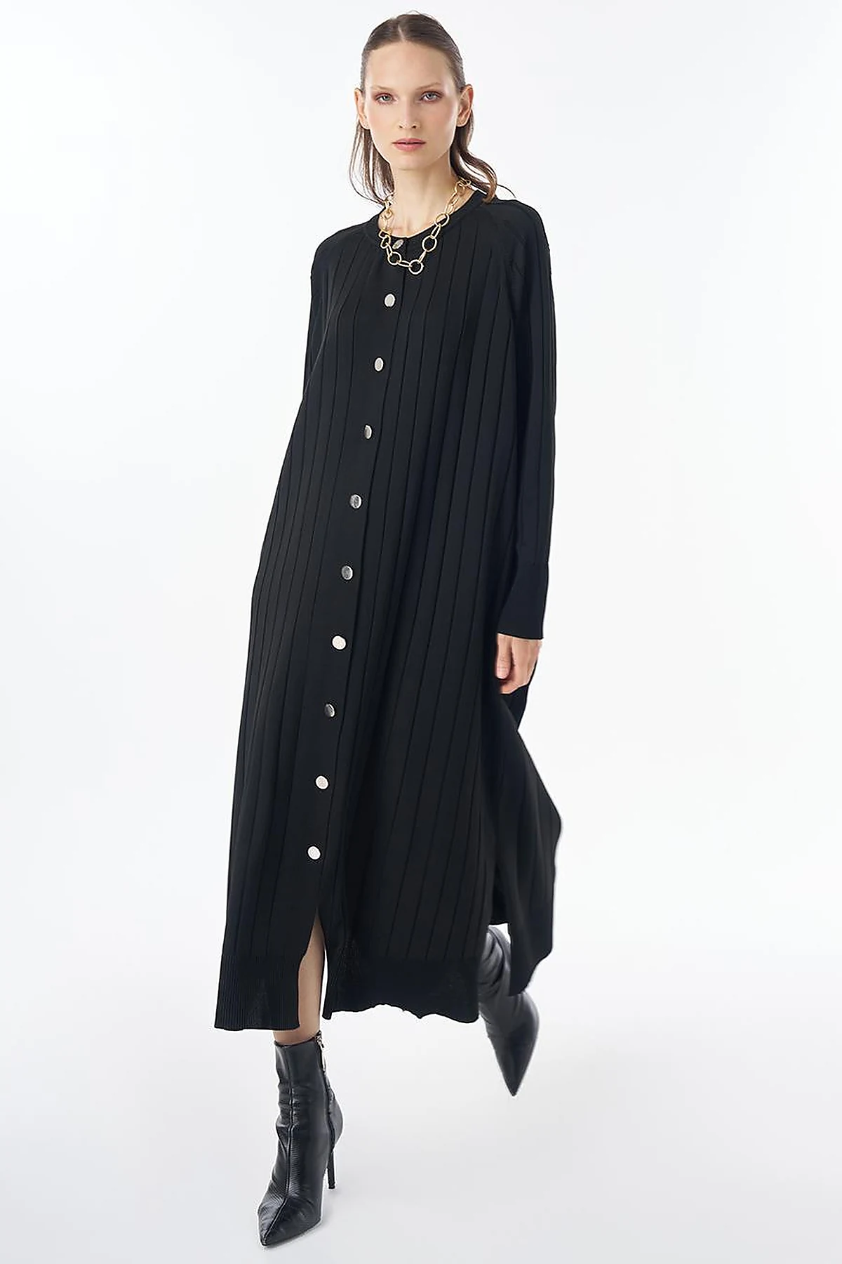 Long Knit Cardigan - Black