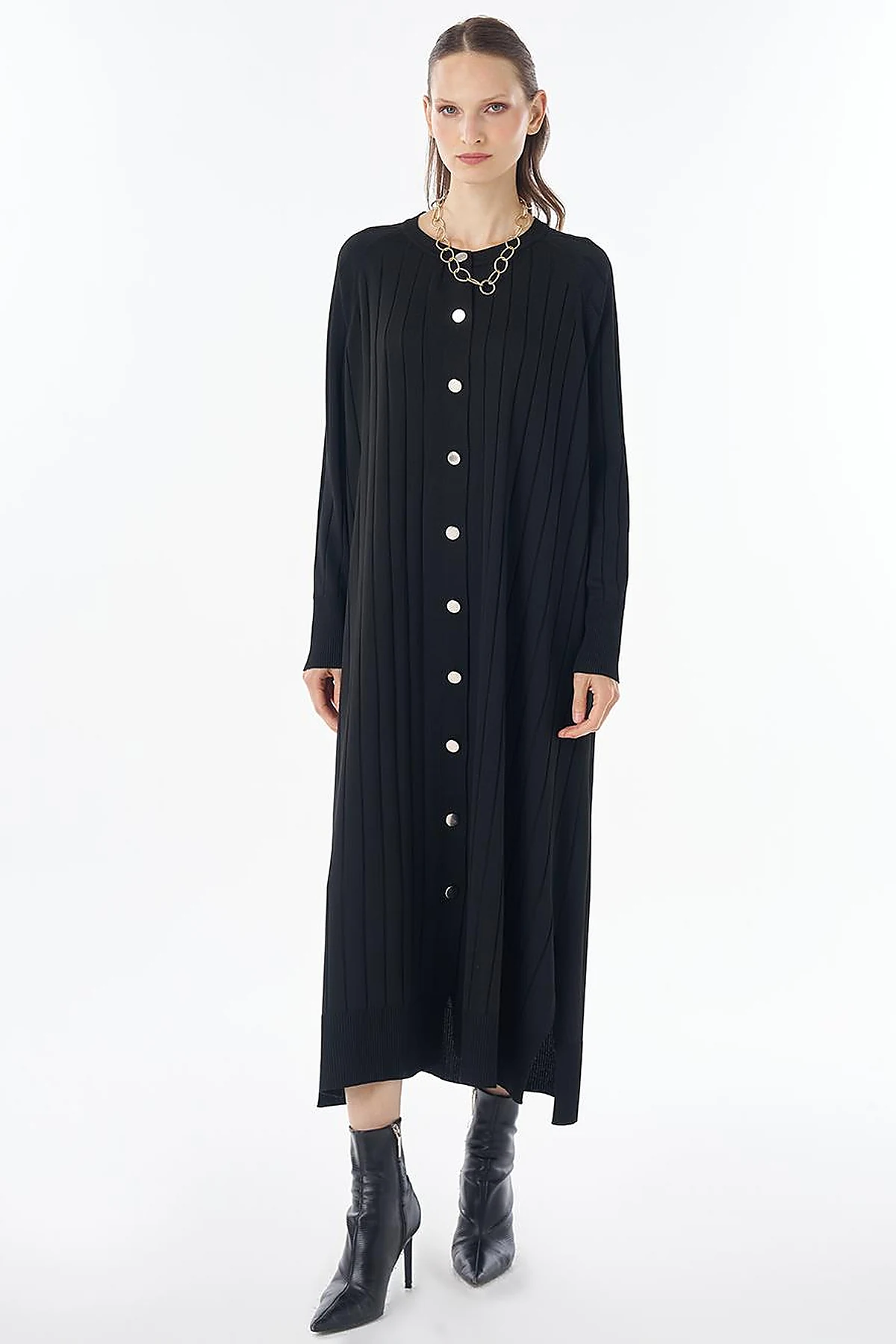 Long Knit Cardigan - Black