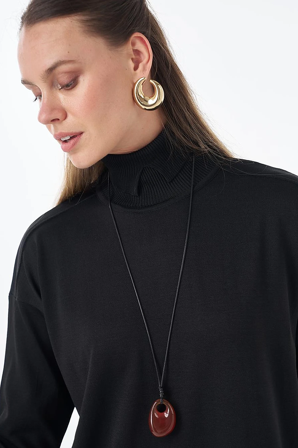 Turtleneck Knit Dress – Black