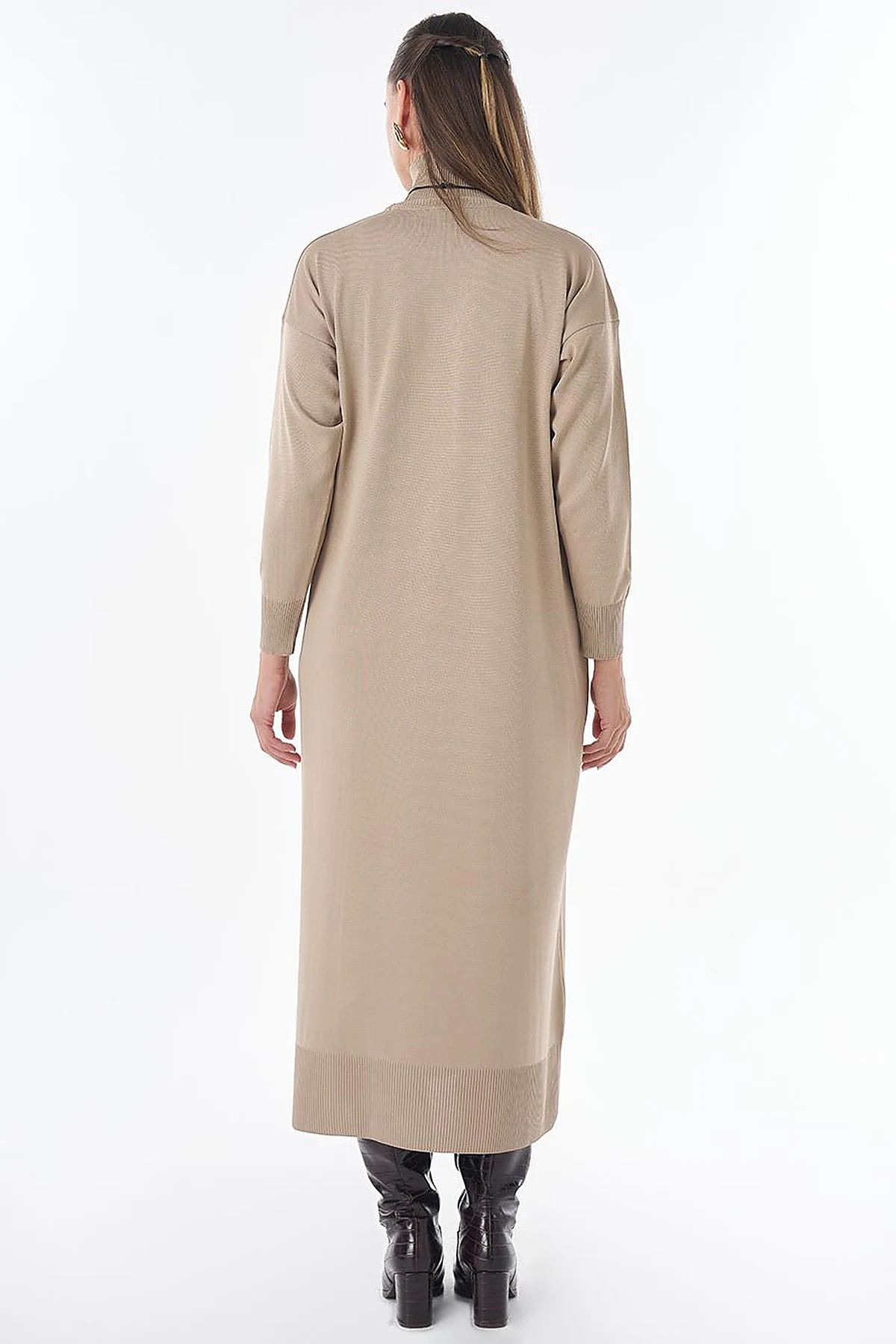 Turtleneck Knit Dress – Stone