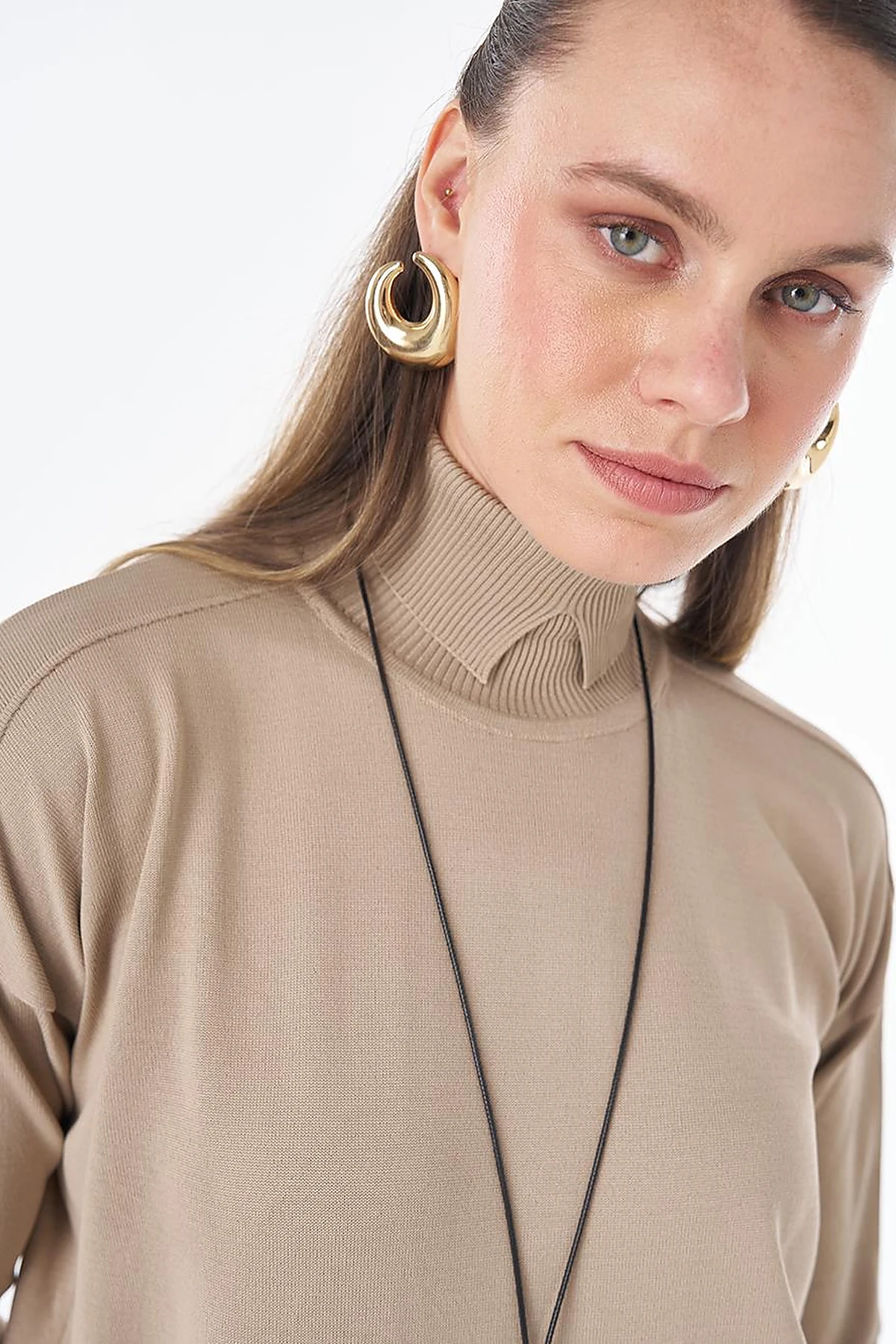 Turtleneck Knit Dress – Stone