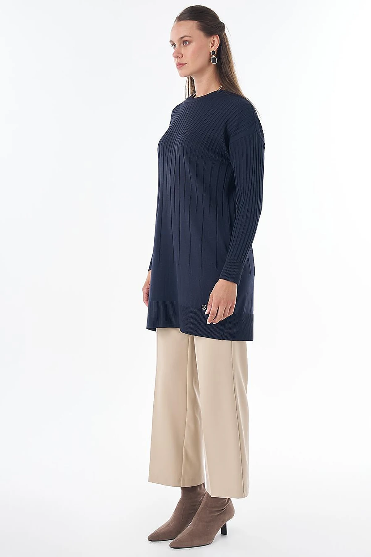 Ribbed Knit Tunic Navy
