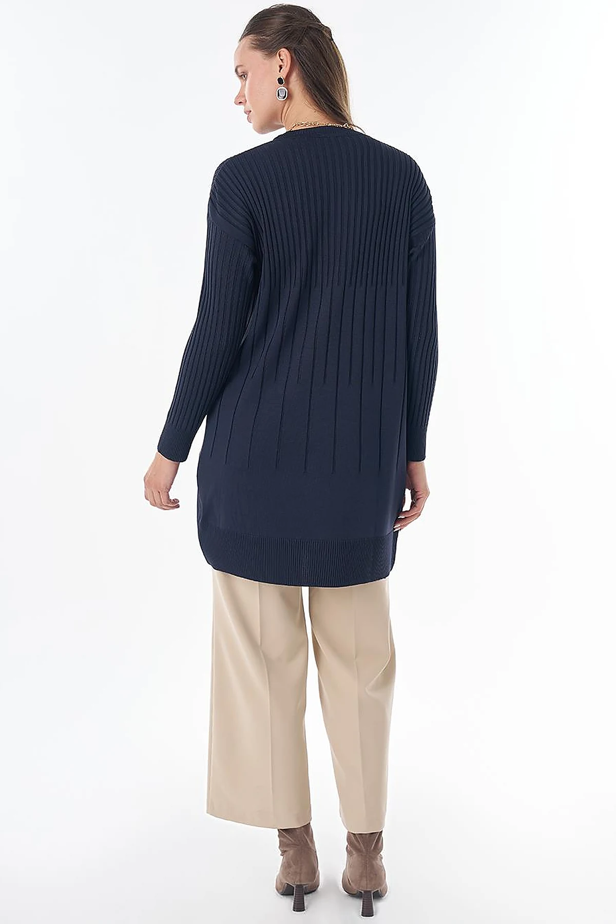 Ribbed Knit Tunic Navy