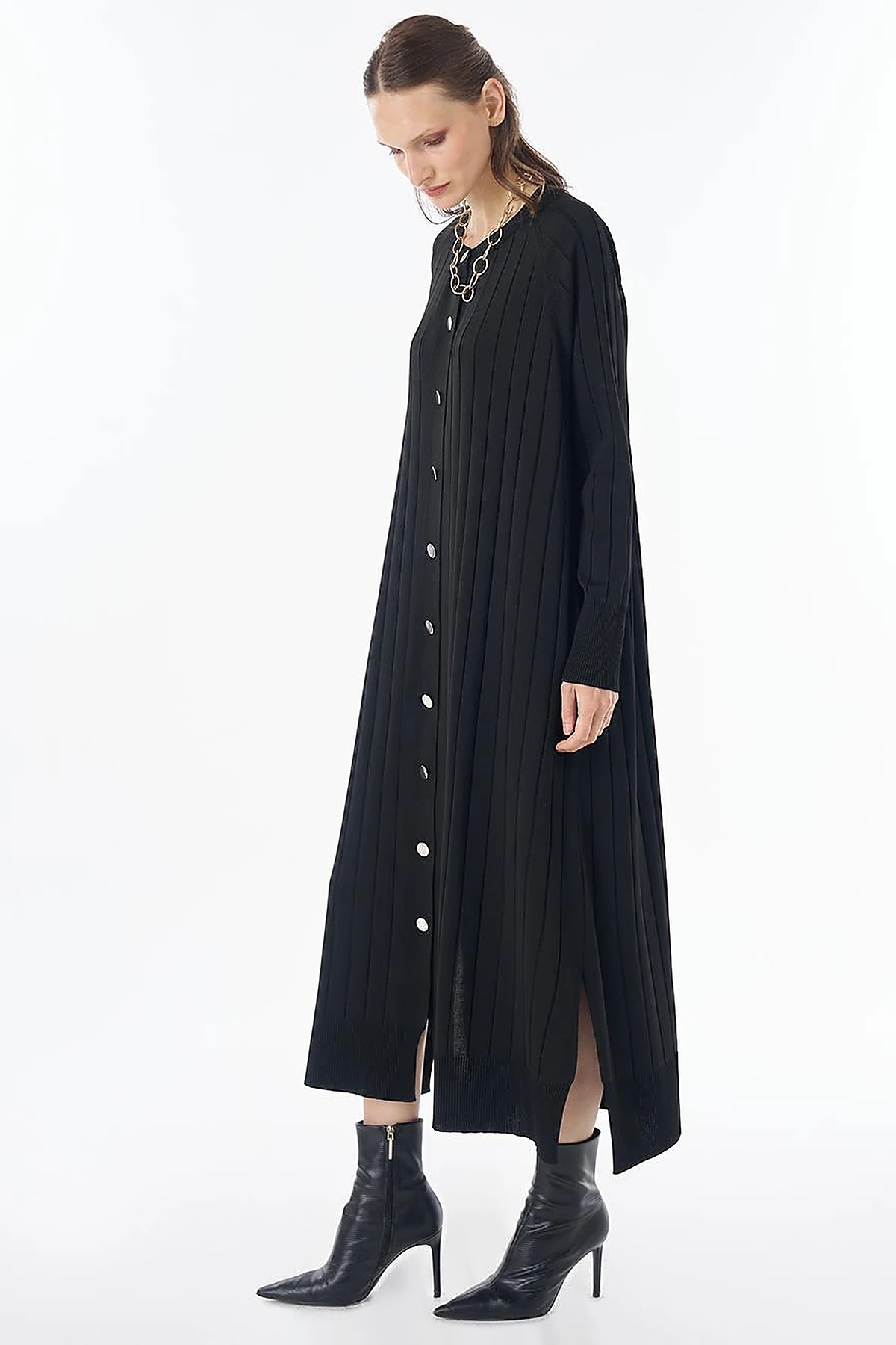 Long Knit Cardigan - Black