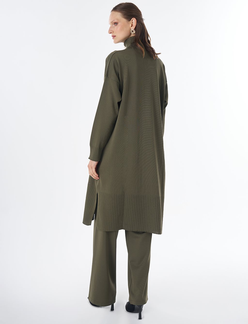Turtleneck Knit Set Khaki