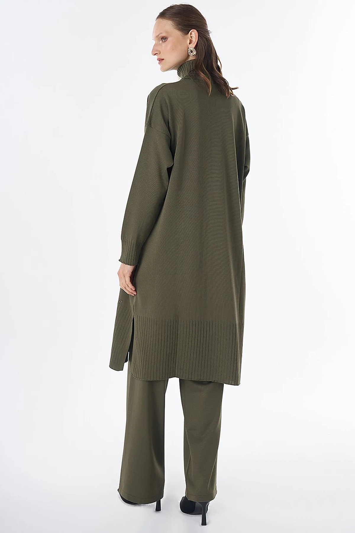Turtleneck Knit Set Khaki