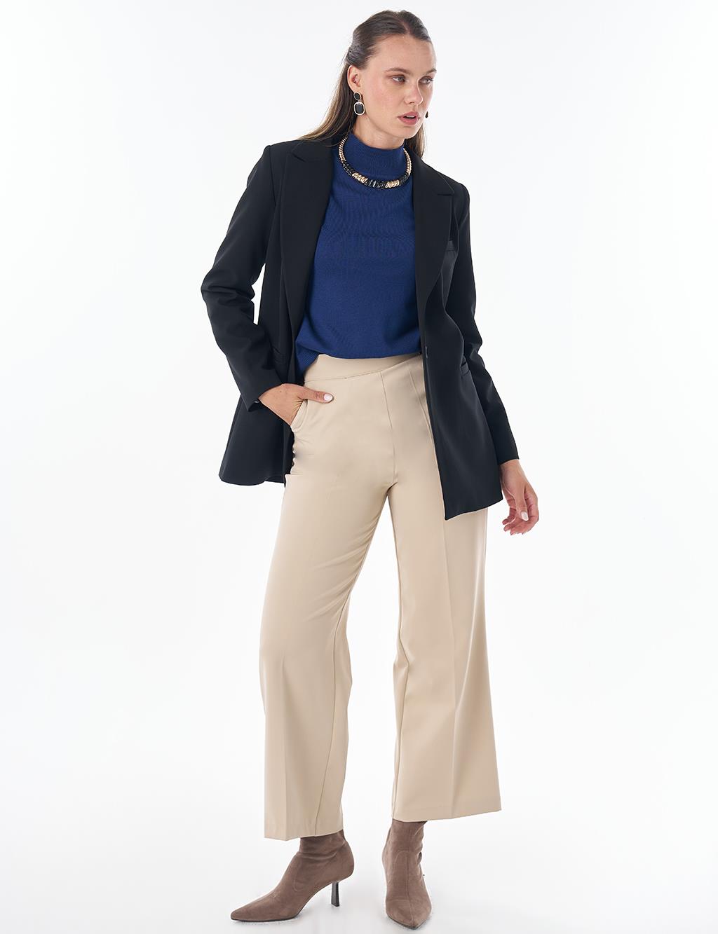 Single-Button Basic Blazer - Black