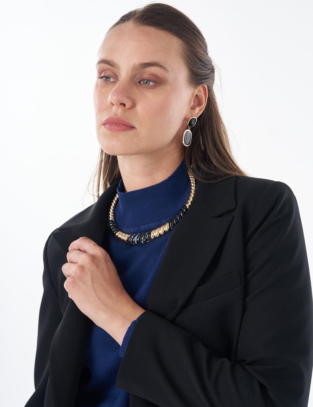 Single-Button Basic Blazer - Black